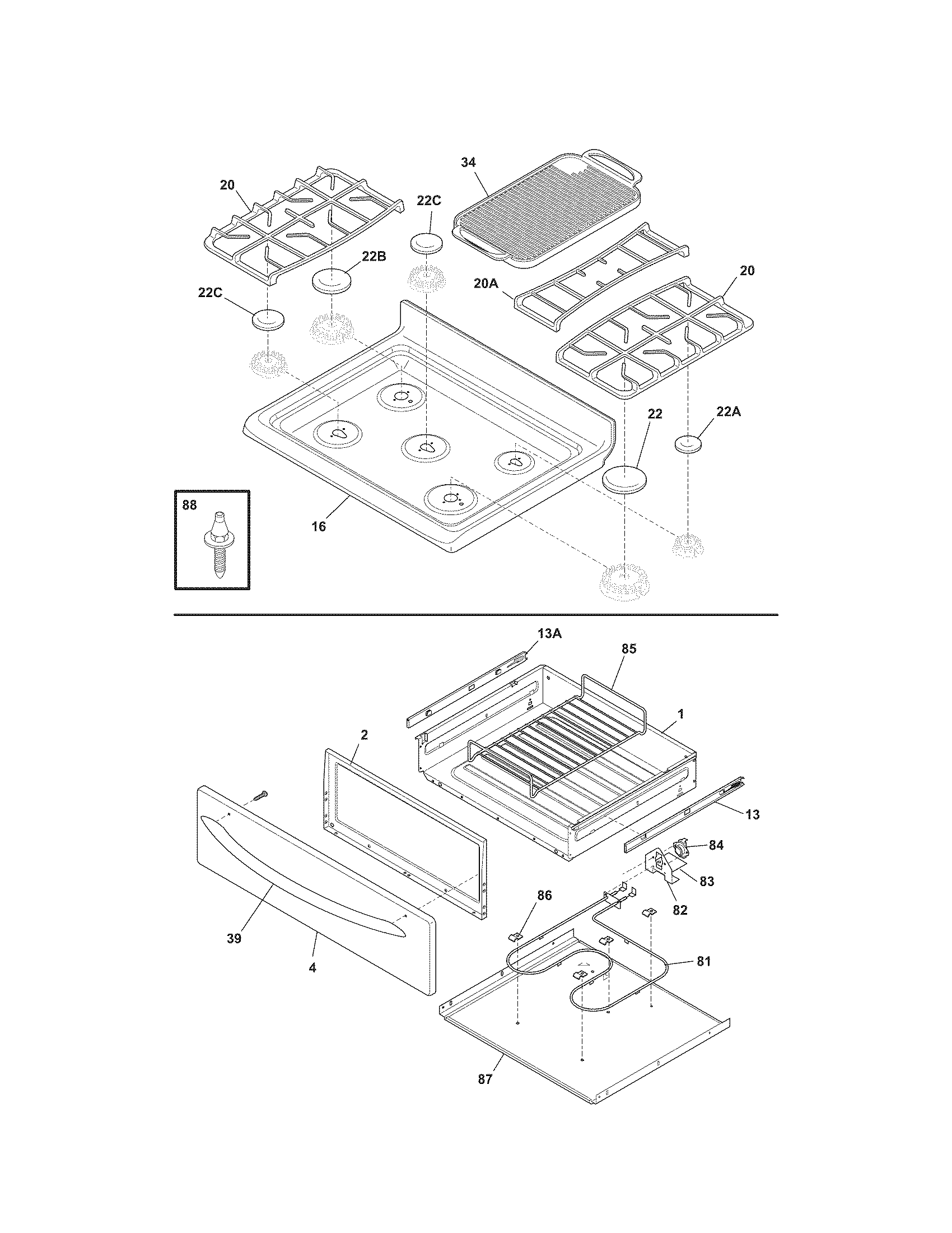 Kenmore Elite 79079423603 top/drawer diagram