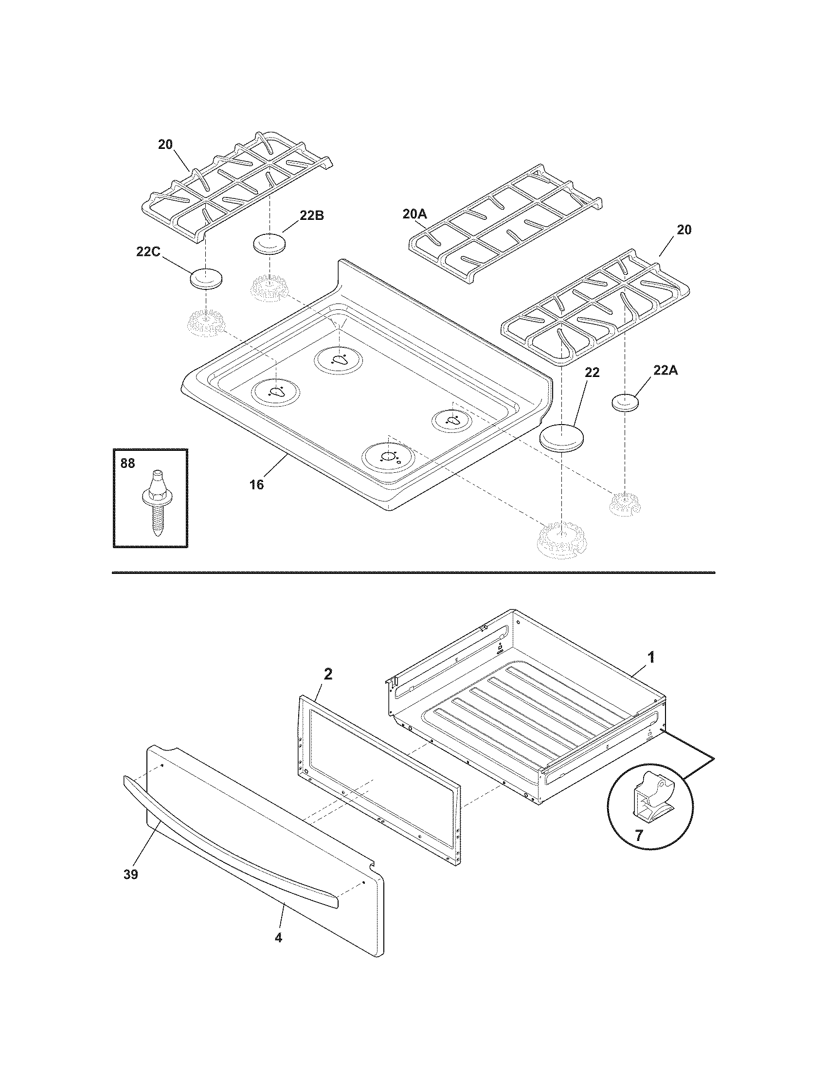 Kenmore Elite 79077499800 top/drawer diagram