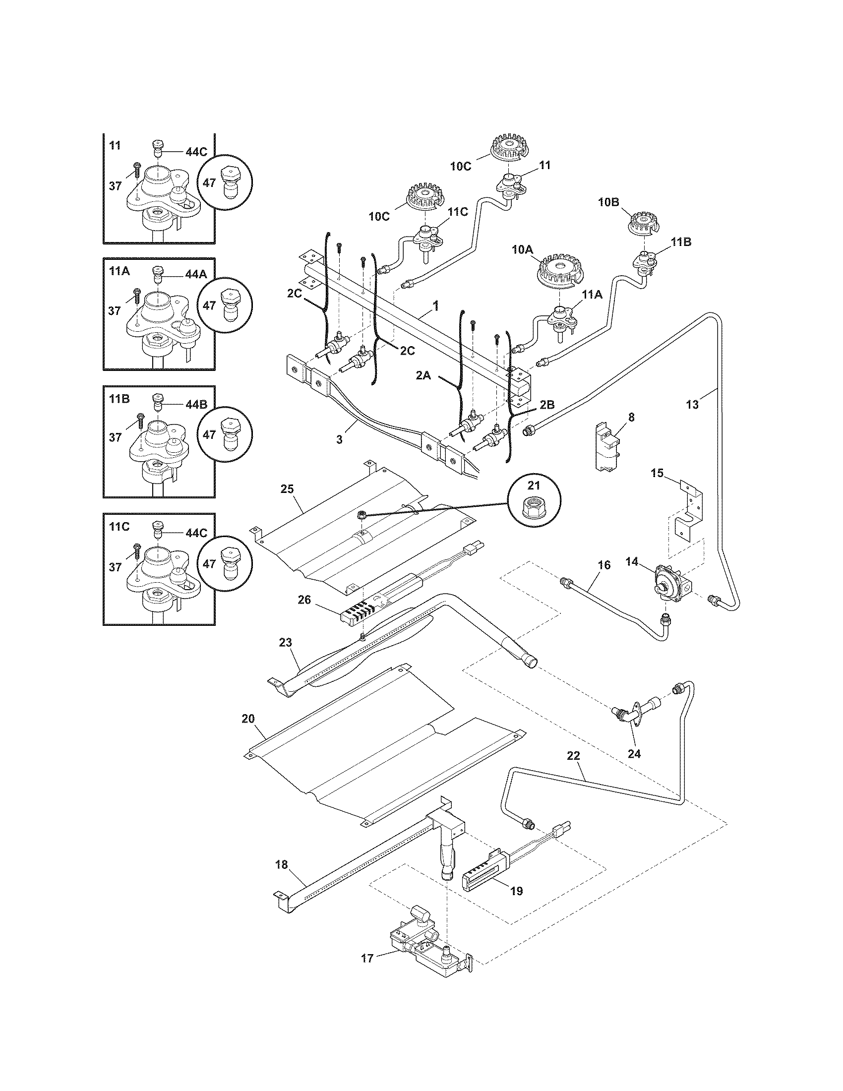 Kenmore 79077453800 burner diagram