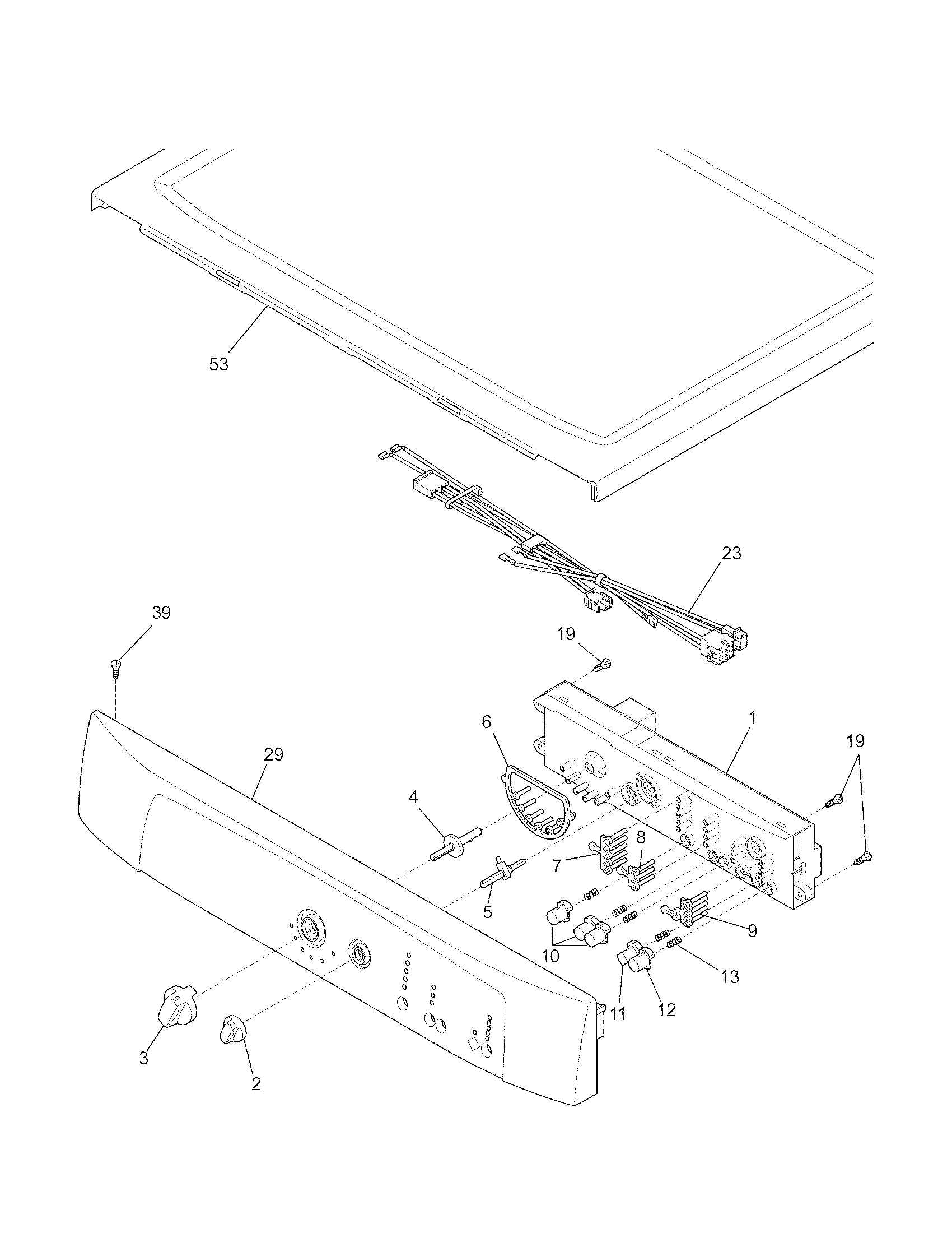 Kenmore 41798042701 controls/top panel diagram