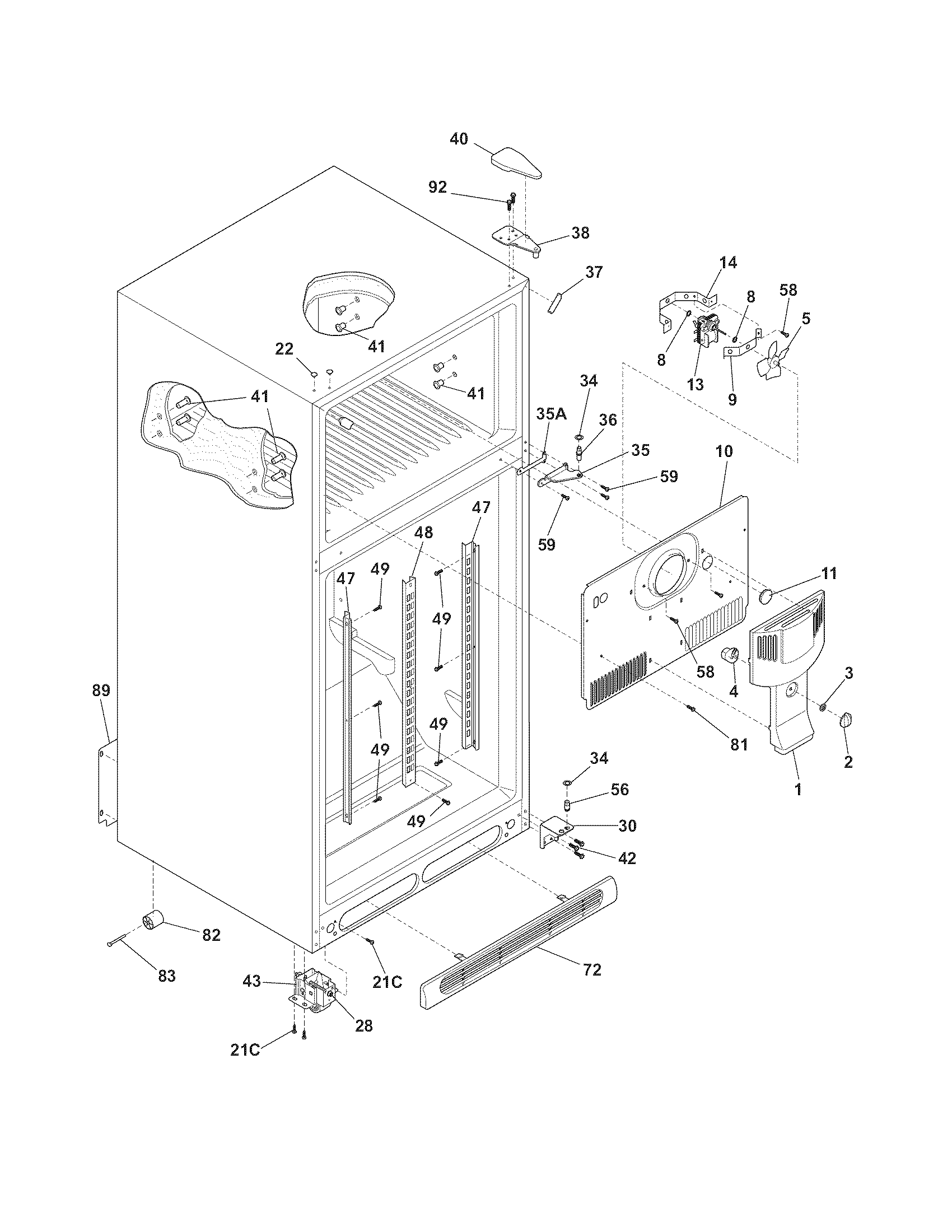 Frigidaire FRT21IL6JM2 cabinet diagram
