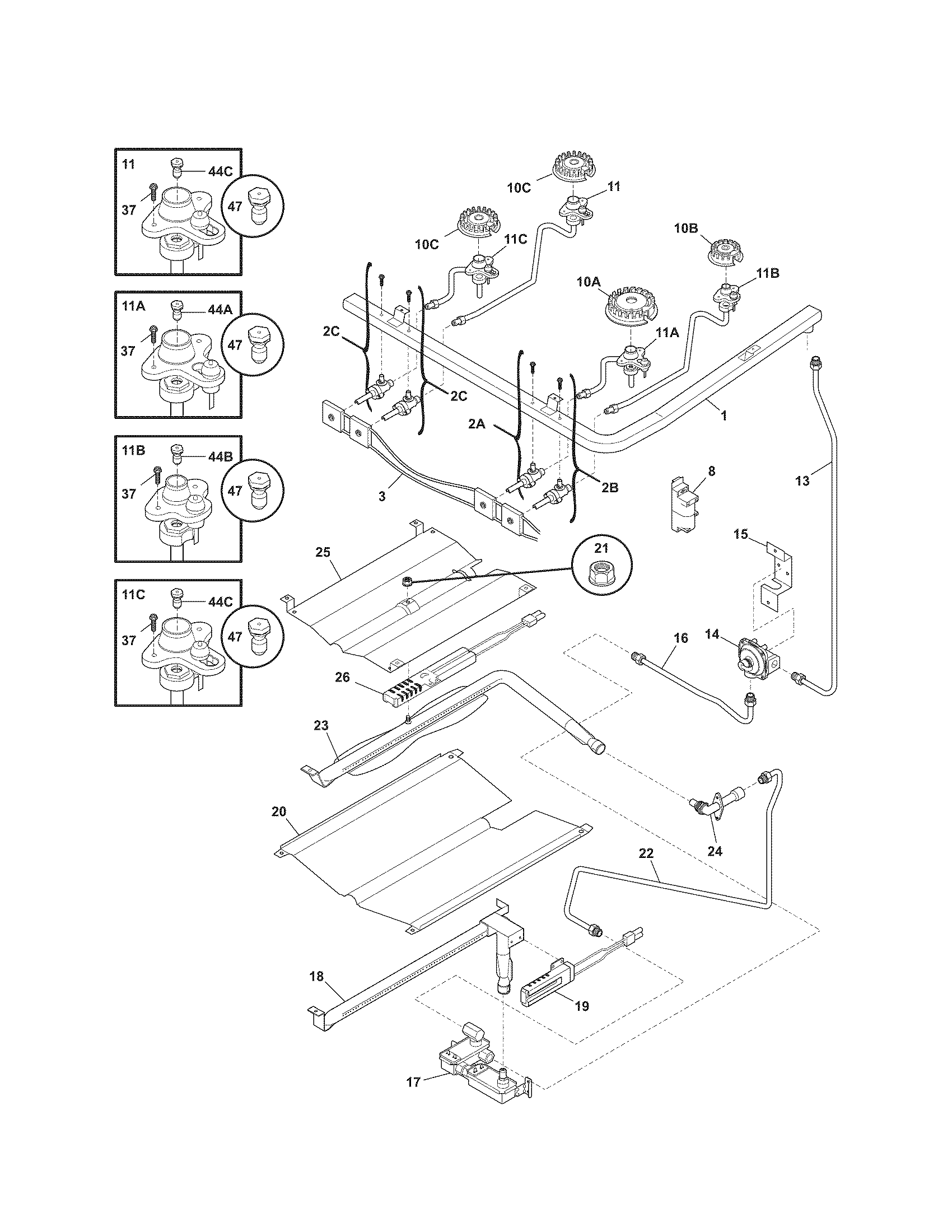 Kenmore 79071372703 burner diagram