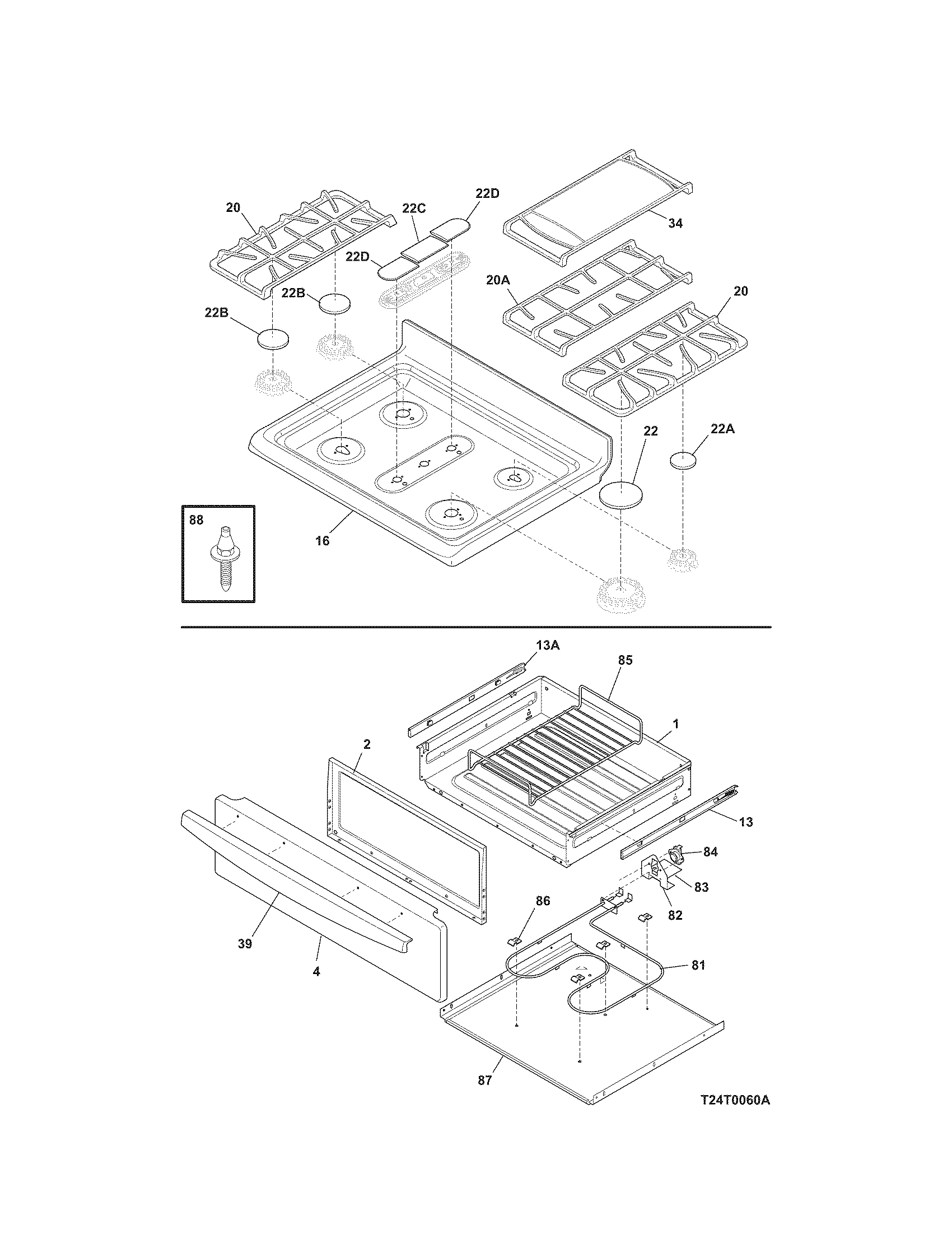 Kenmore 79078852605 top/drawer diagram
