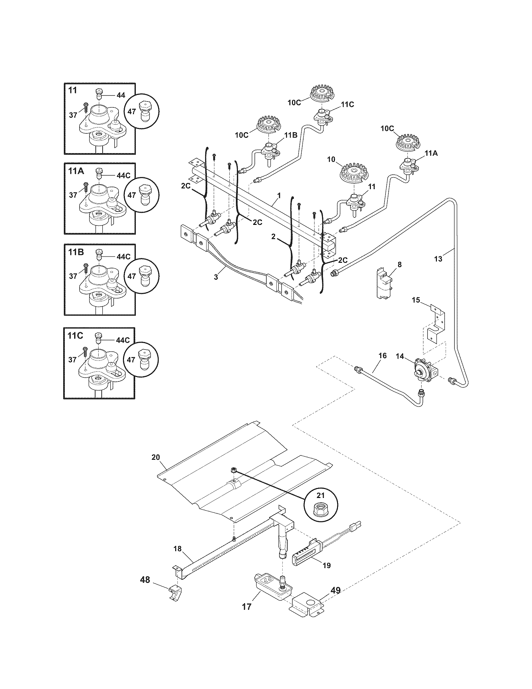 Kenmore 79071212703 burner diagram