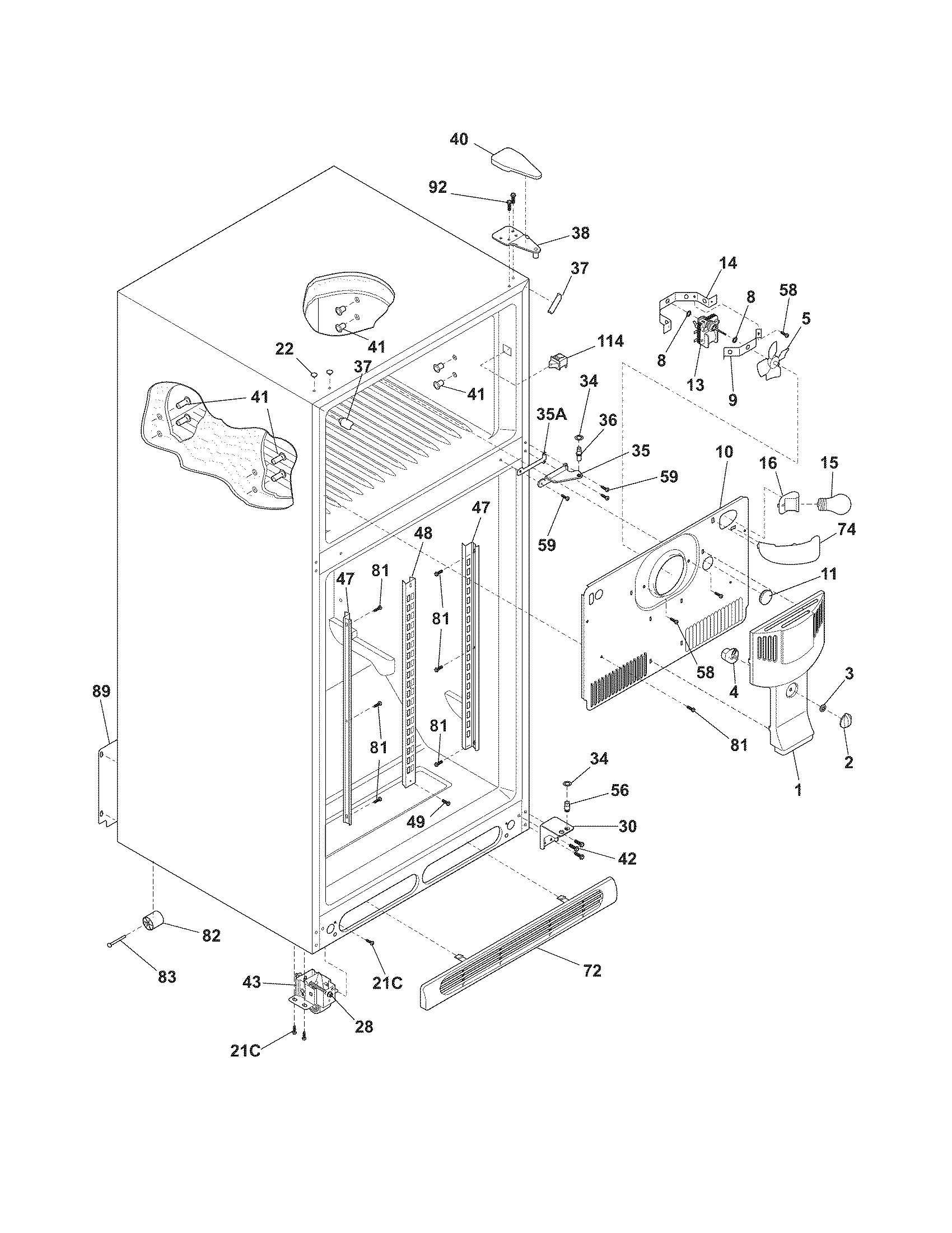 Crosley CRTE217IAW1 cabinet diagram