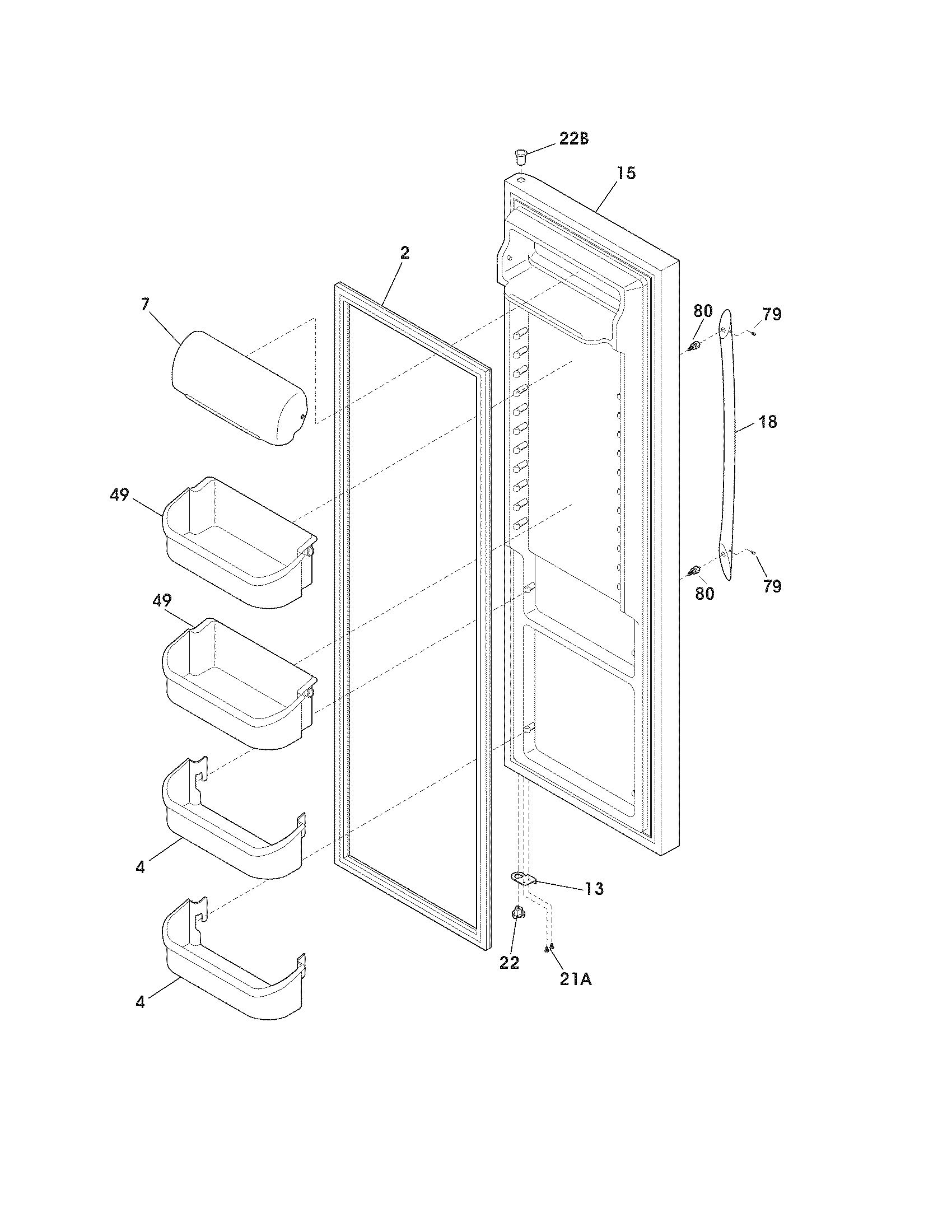 Frigidaire FRS6KR5JSB3 refrigerator door diagram
