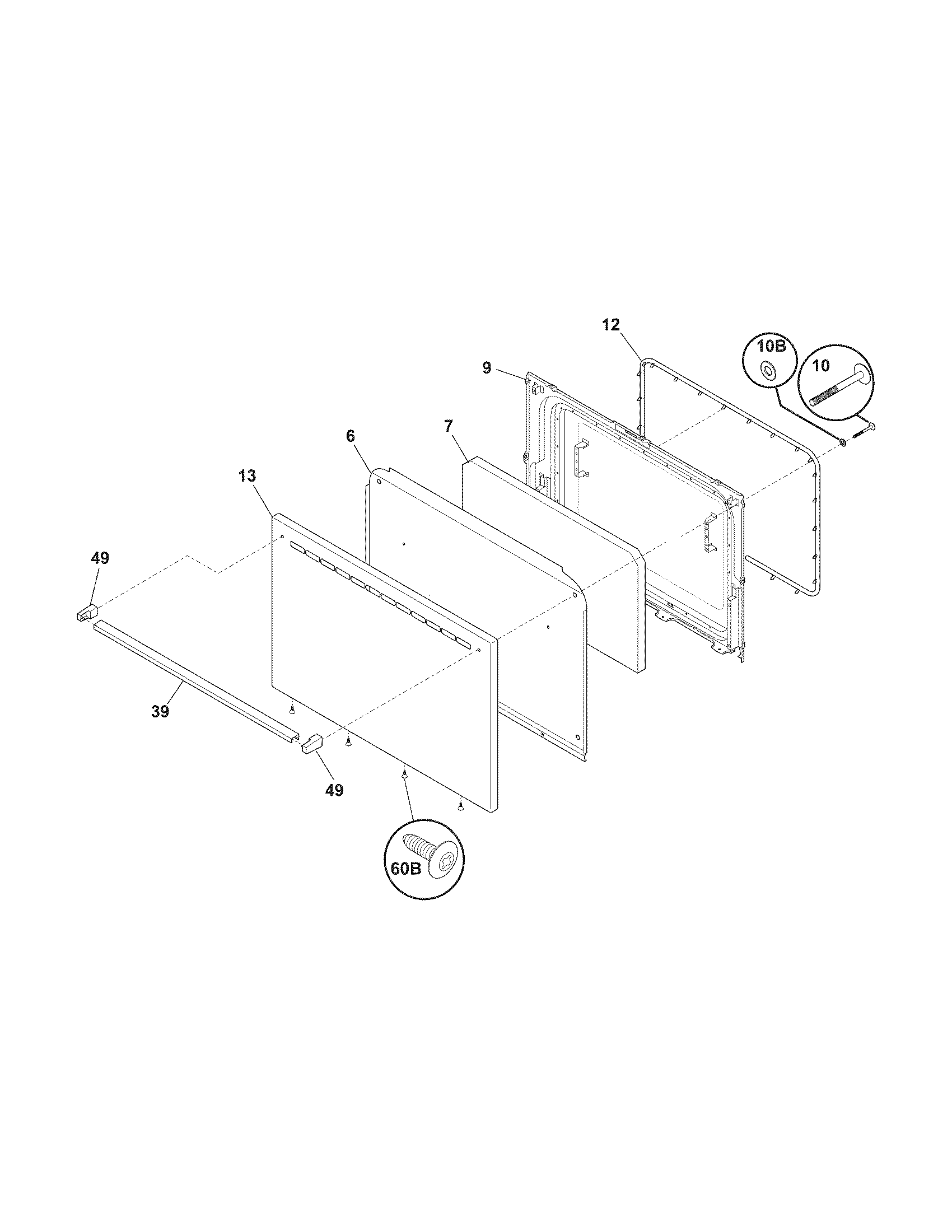 Frigidaire FEF303CWH door diagram