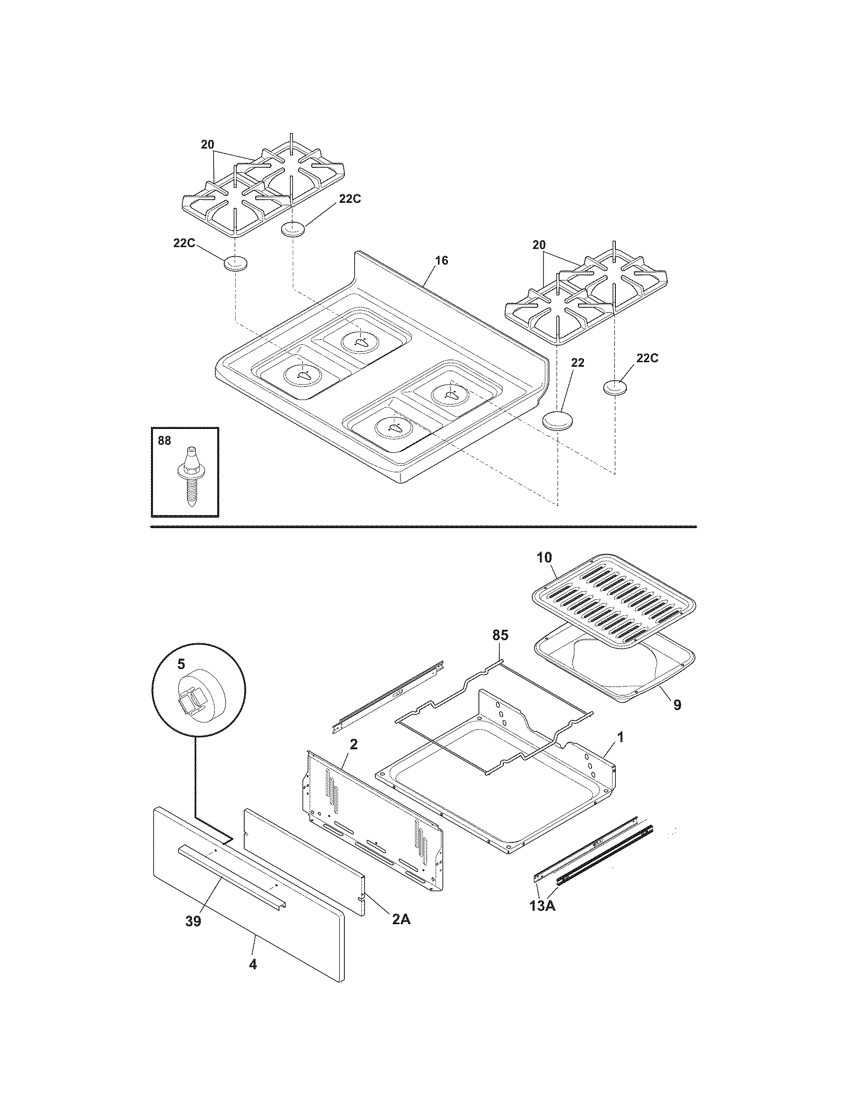 Kenmore 79071202703 top/drawer diagram