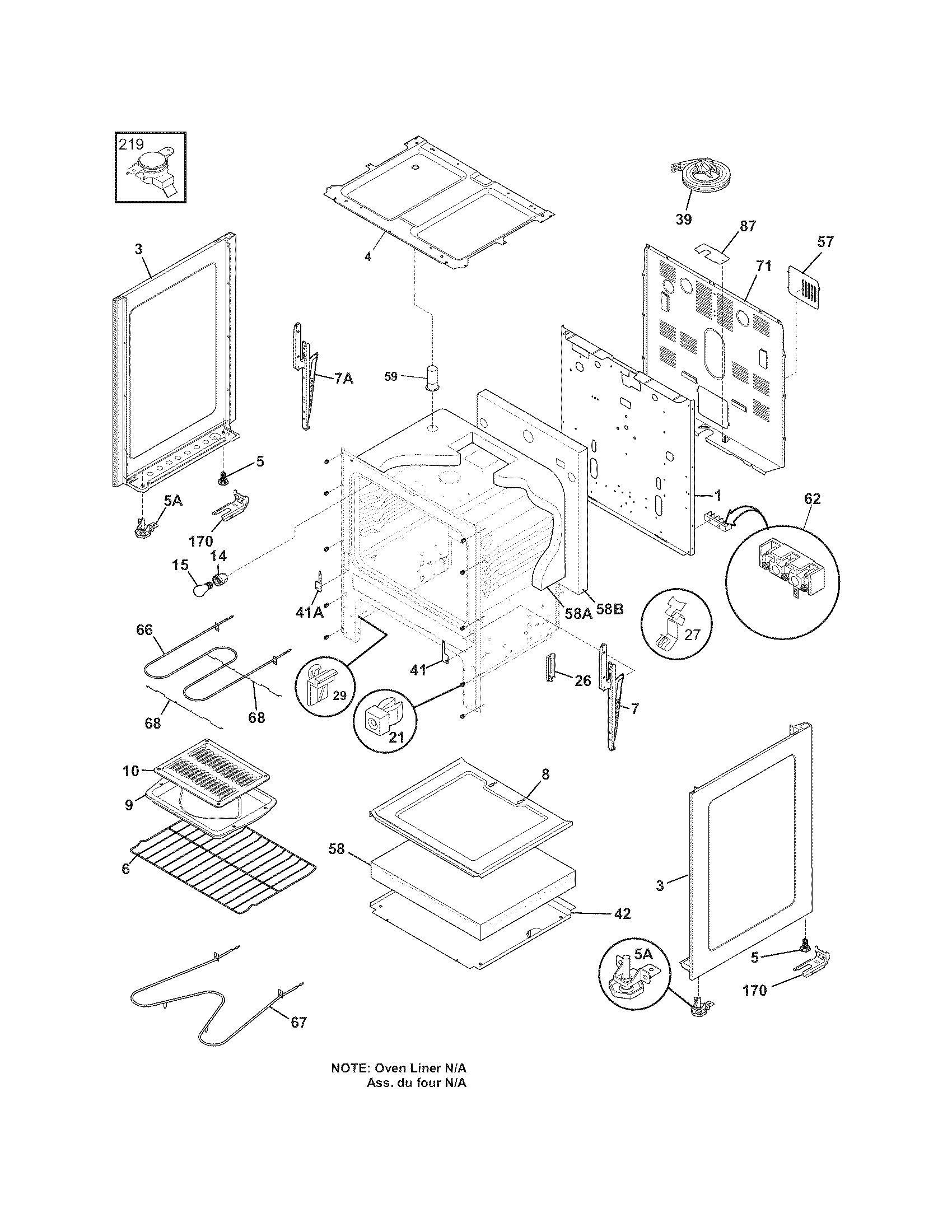 White-Westinghouse CWEF310GSC body diagram