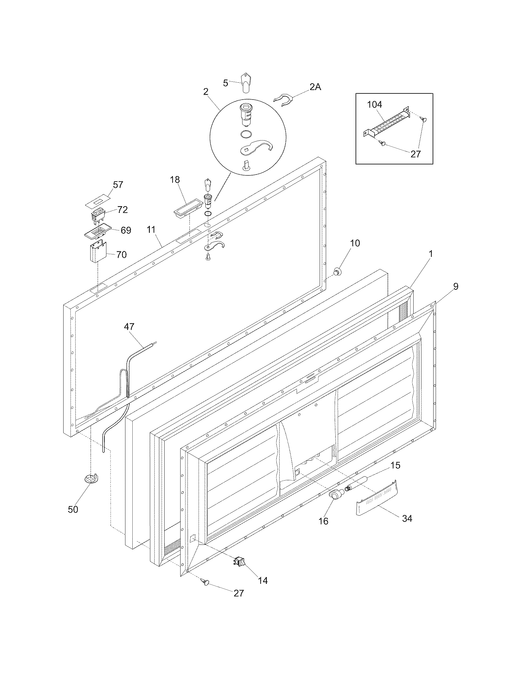 Frigidaire FCCS201FW3 door diagram