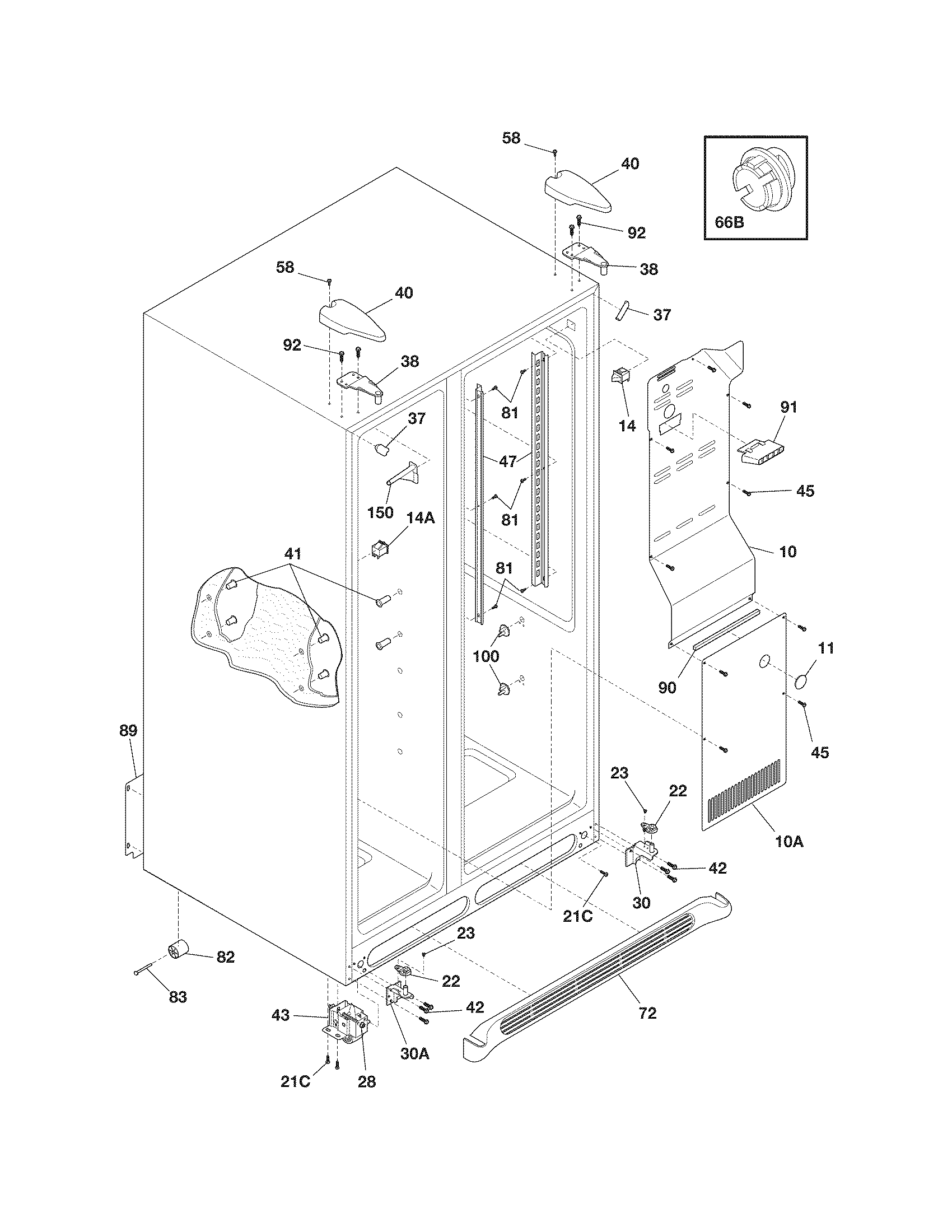 Frigidaire FRS3R3JW3 cabinet diagram