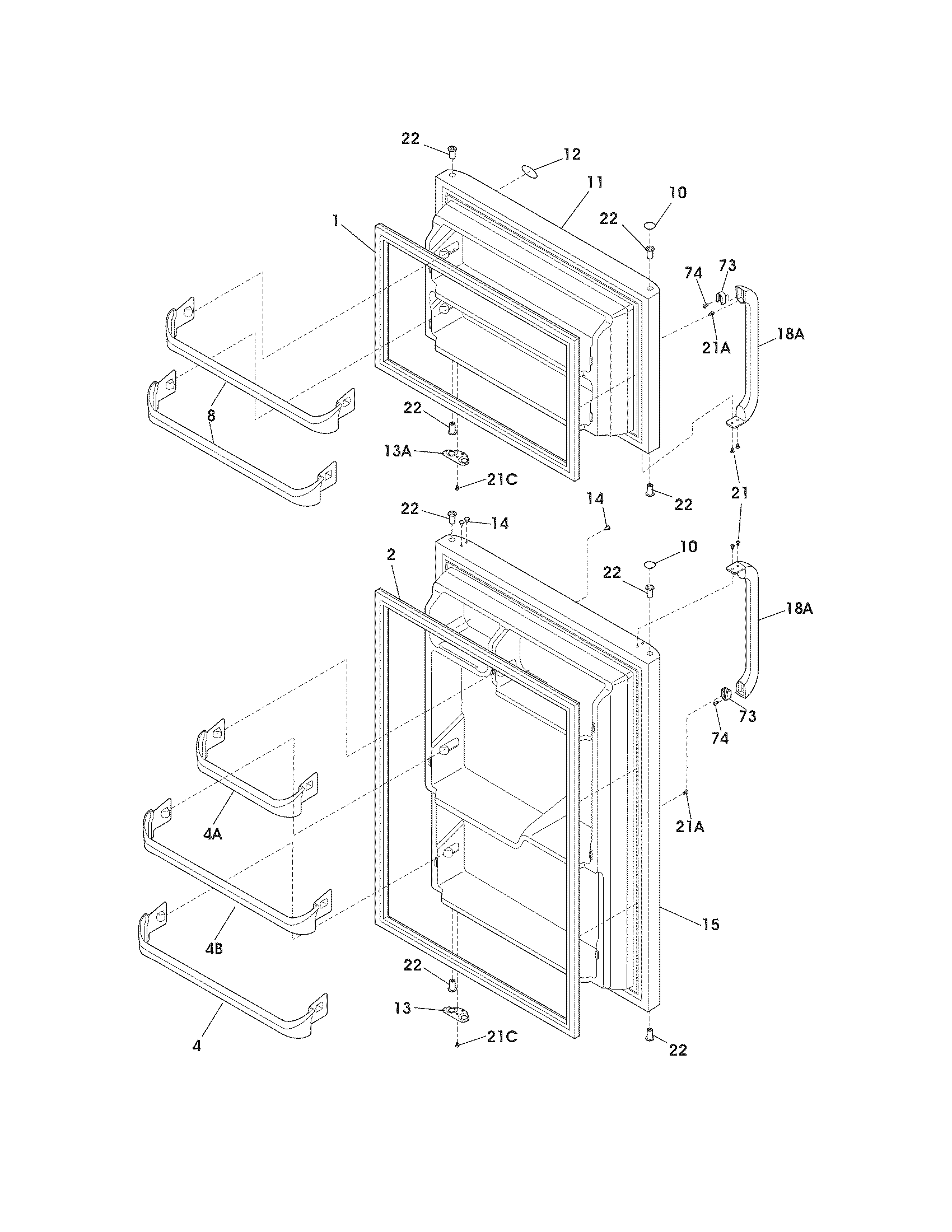 Tappan TRT15L2JW4 door diagram