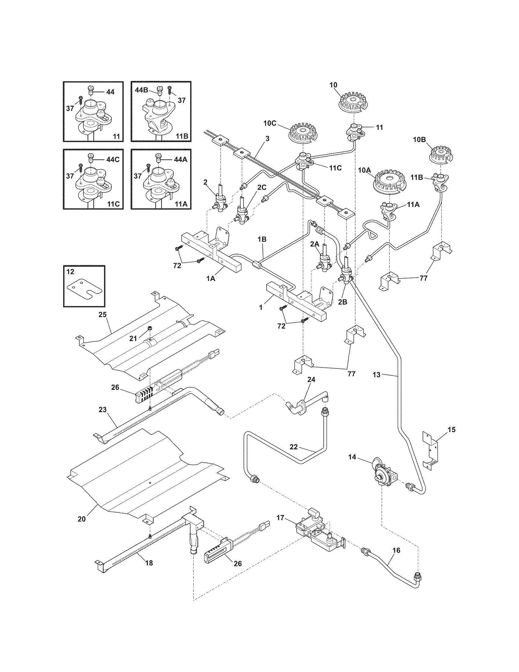 Kenmore 79036732702 burner diagram