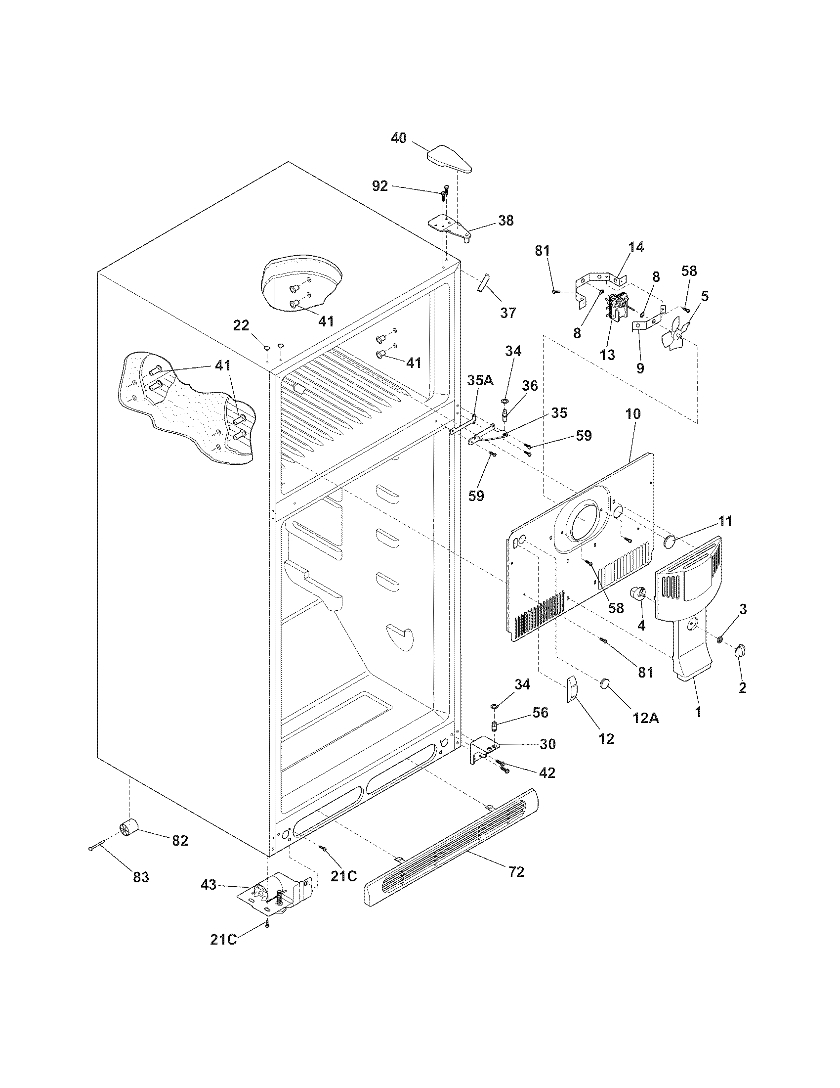 Kenmore 2536171440B cabinet diagram