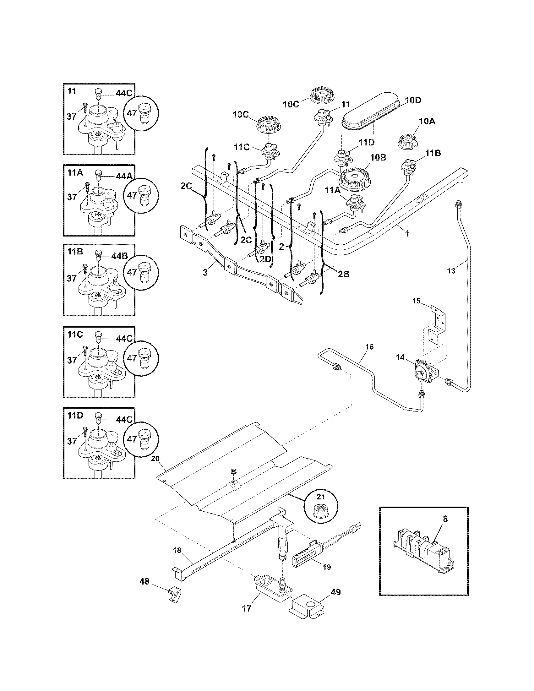 Kenmore 79071319704 burner diagram