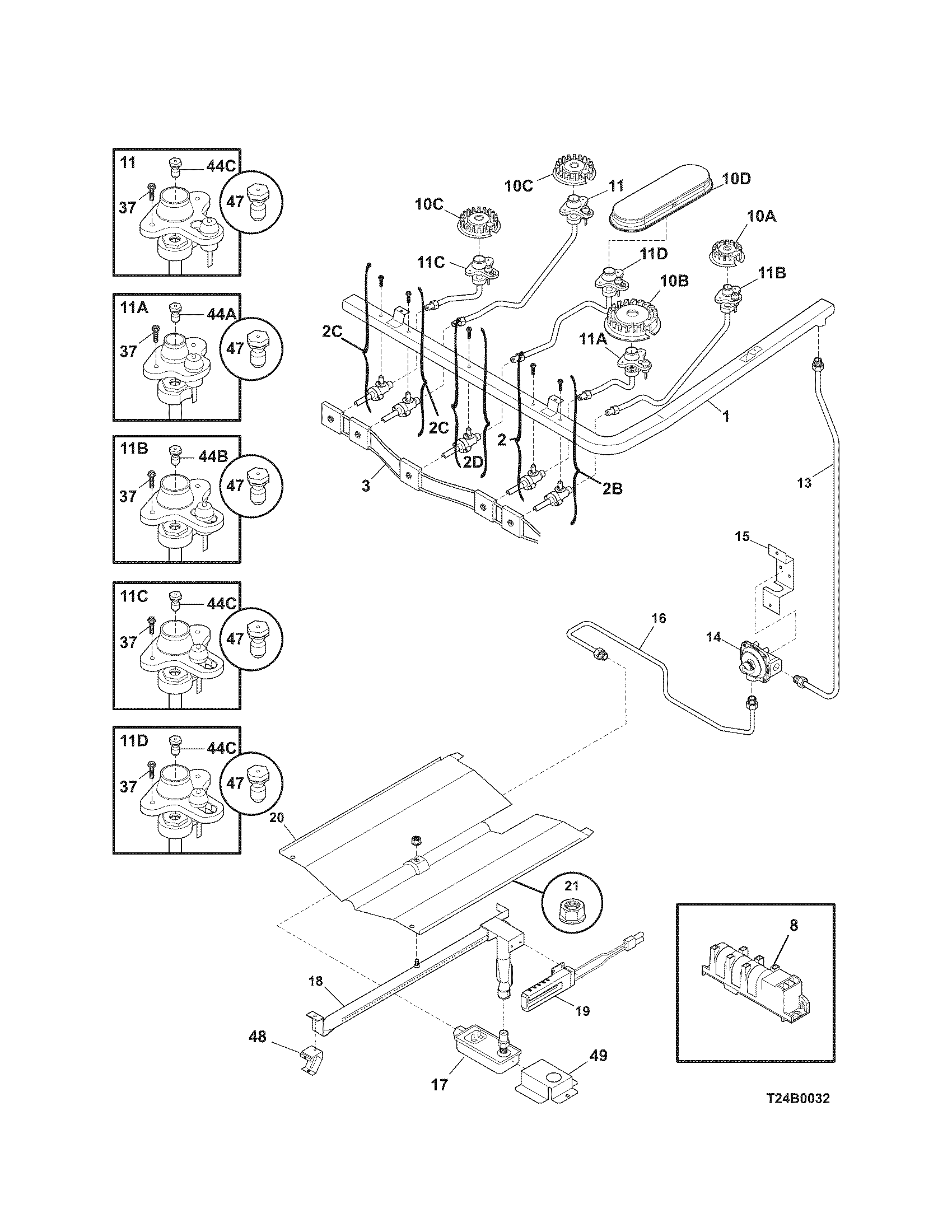 Kenmore 79071313705 burner diagram