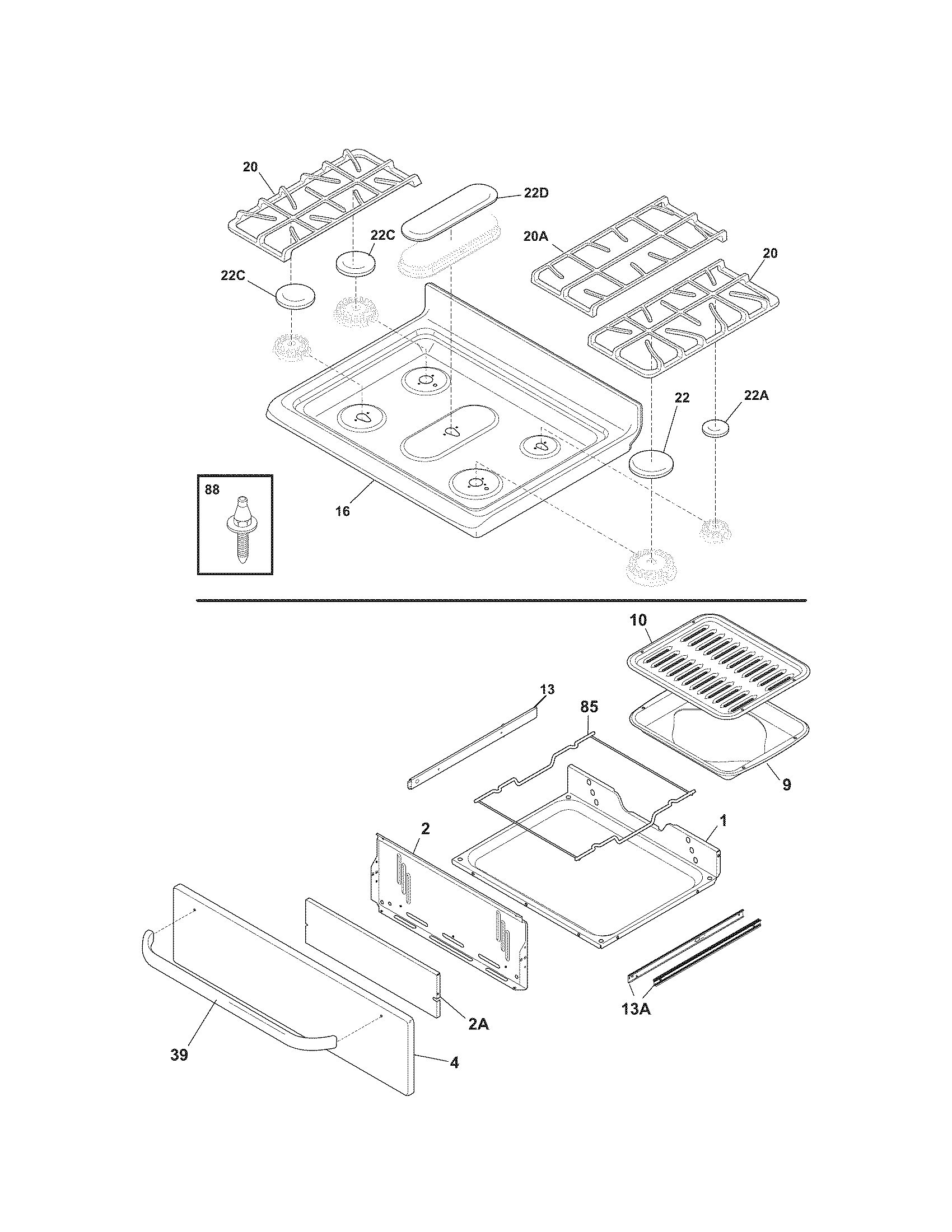 Kenmore 79071313705 top/drawer diagram