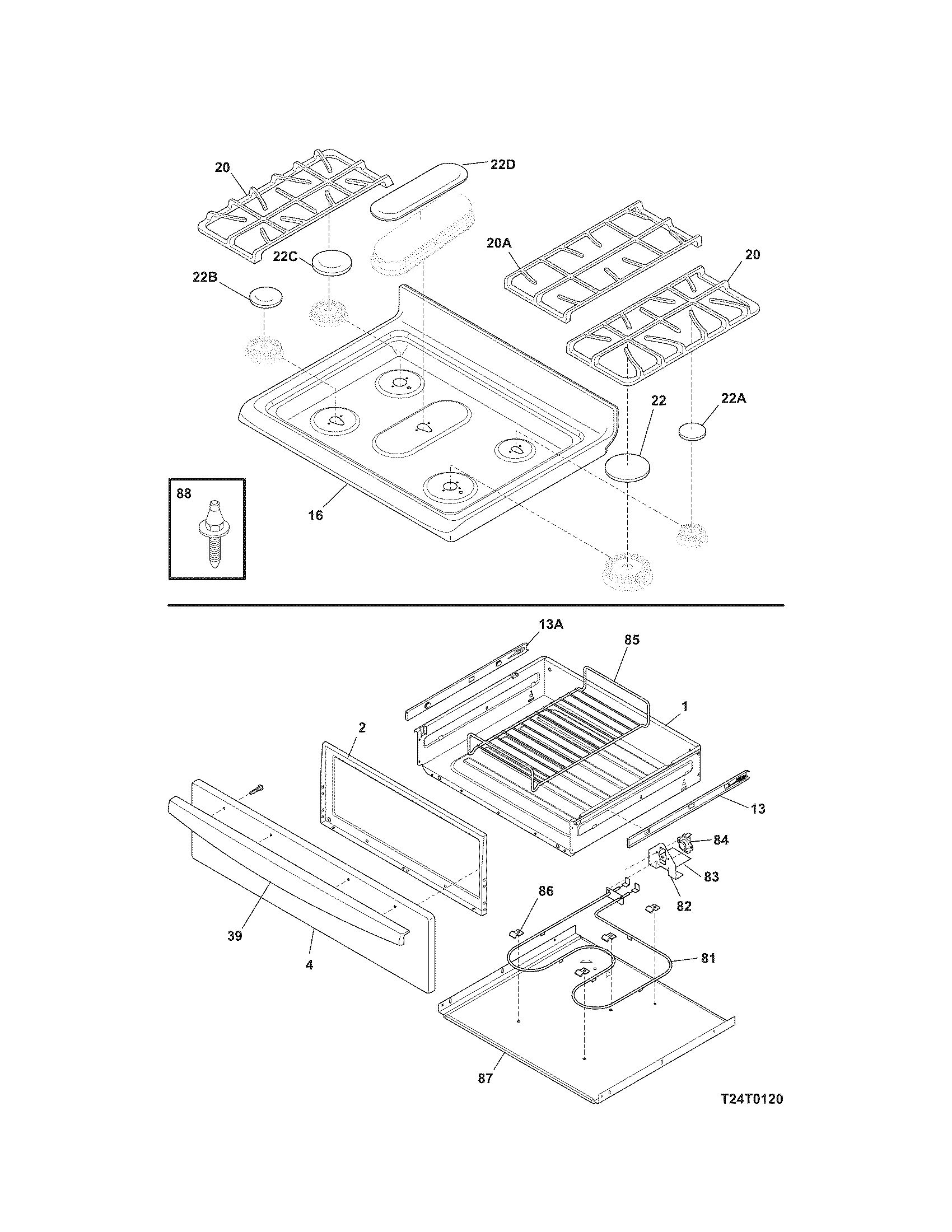Kenmore 79077484801 top/drawer diagram