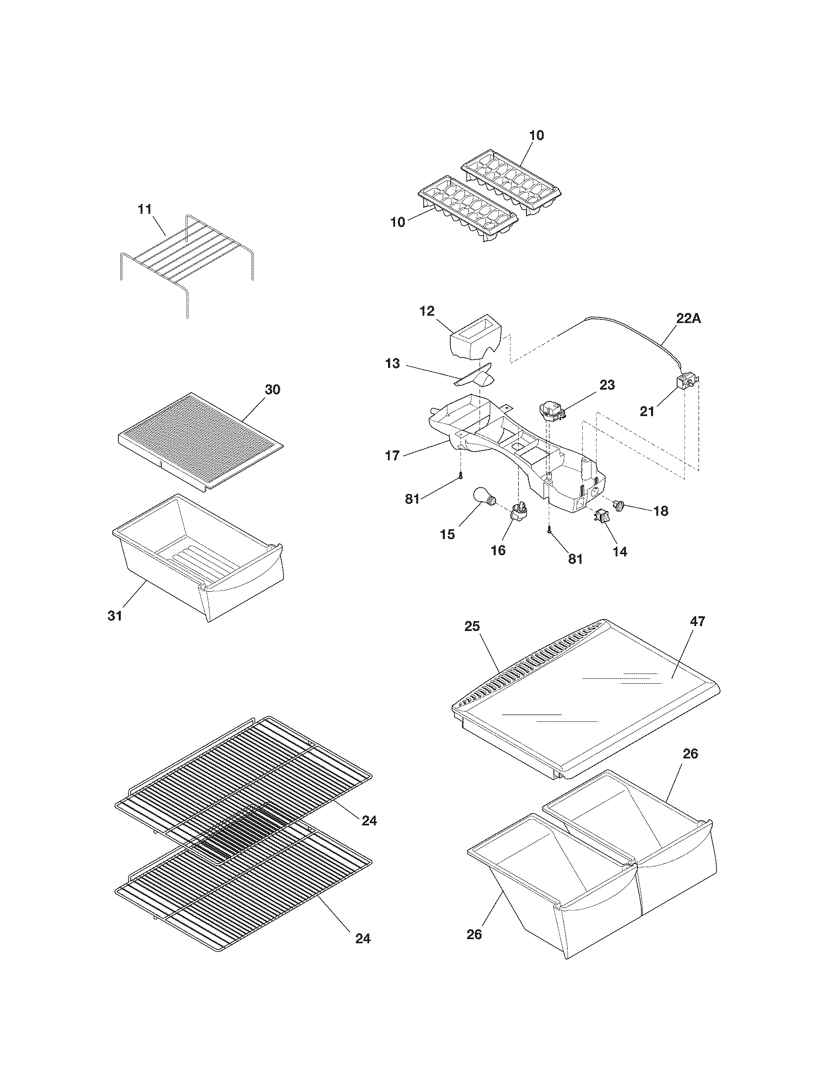 Kenmore 2536088440G shelves diagram