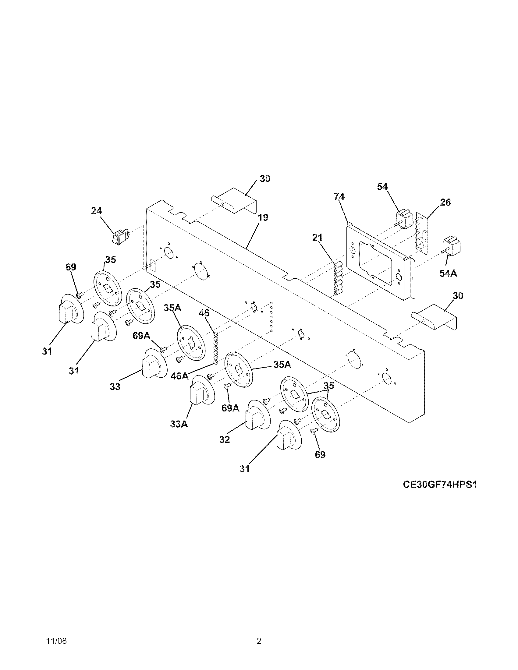 Electrolux E30GF74HPS1 backguard diagram