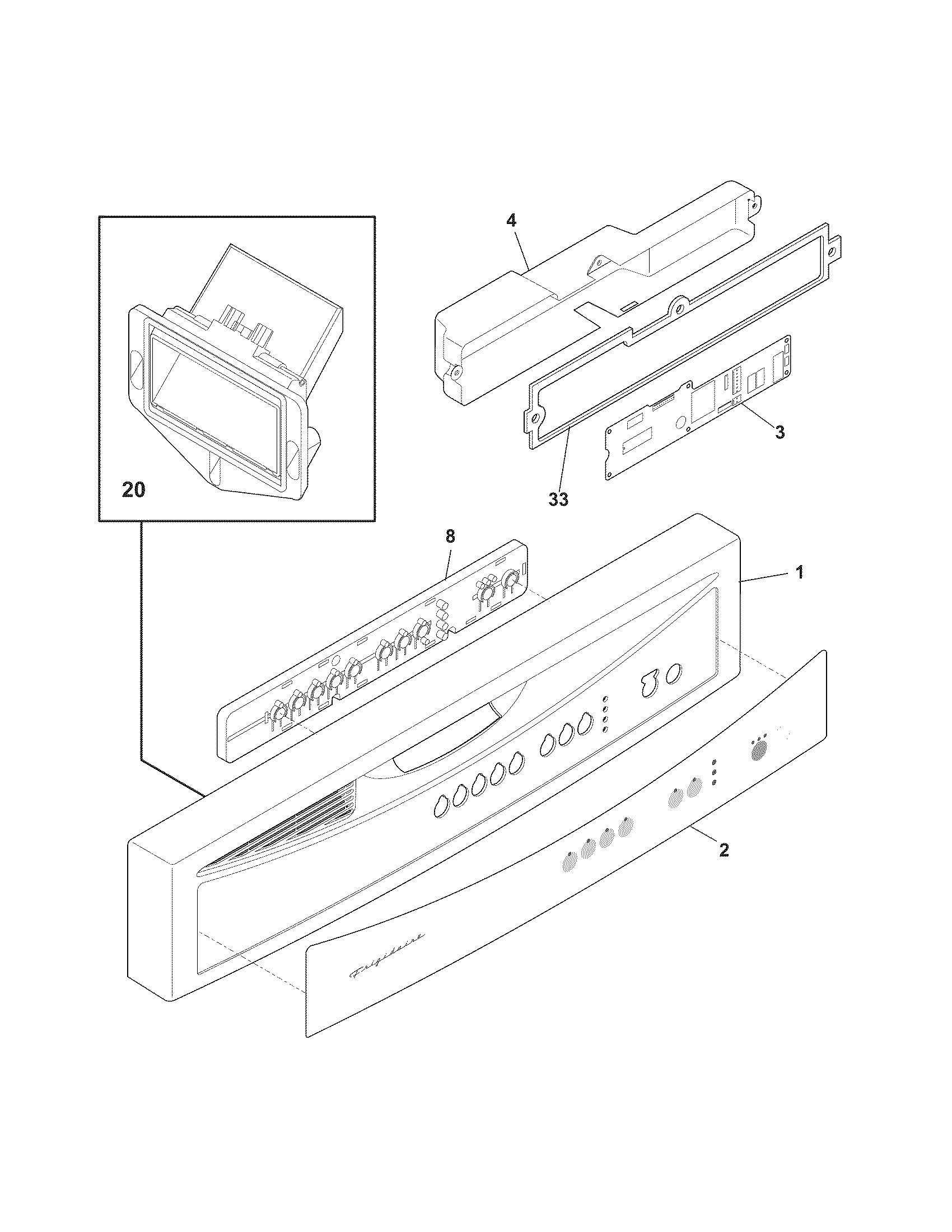 Frigidaire FDB1100RHC0 control panel diagram