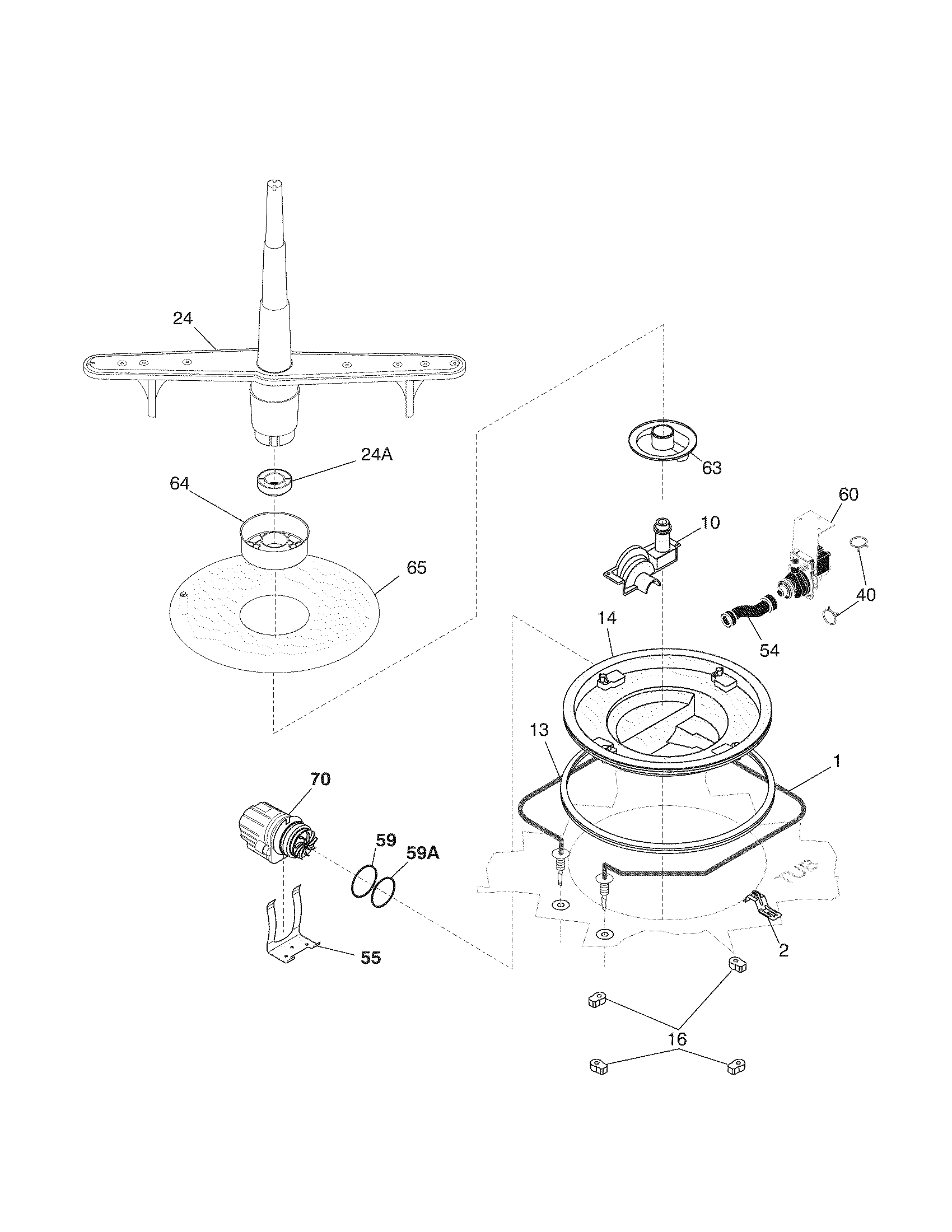 Kenmore 58719149403 motor & pump diagram