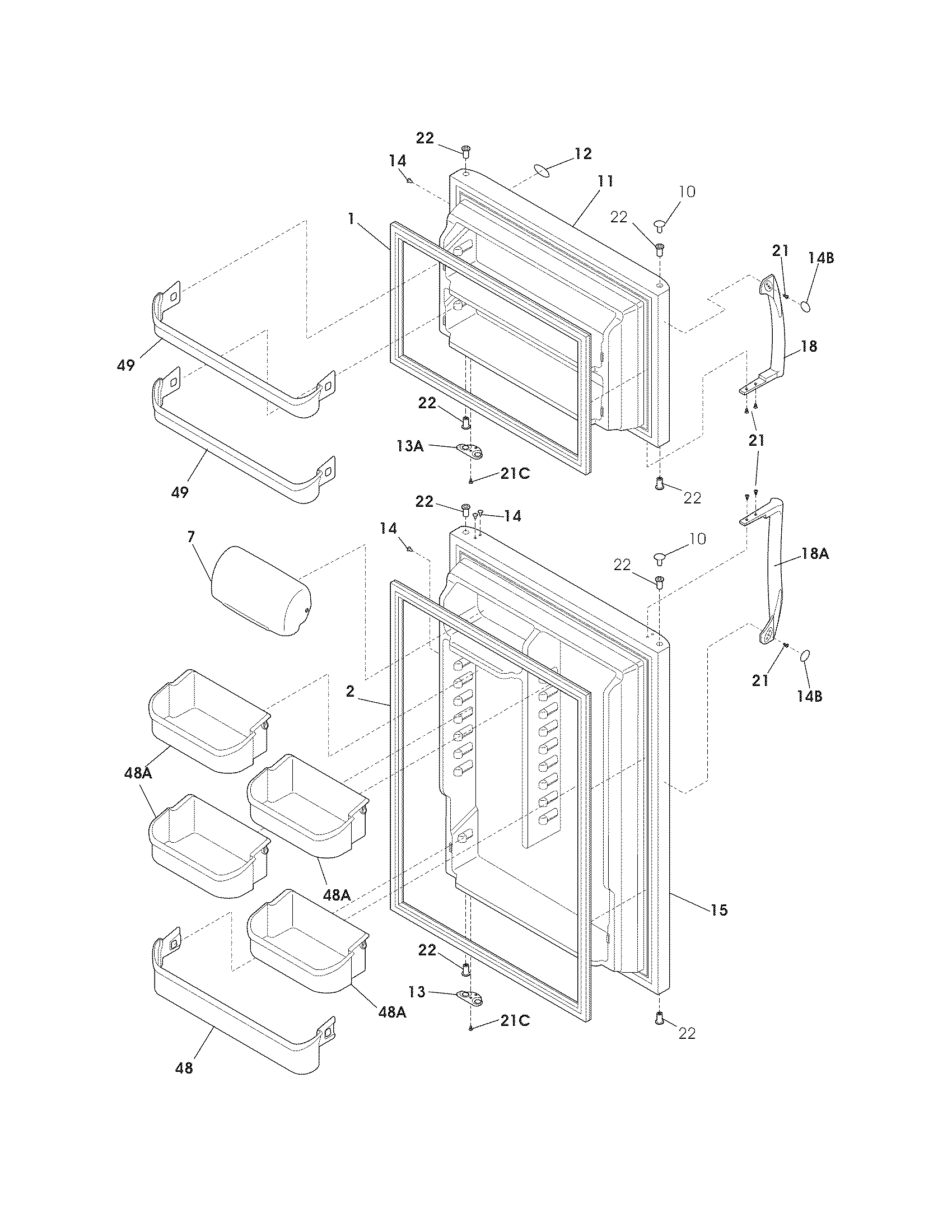 Frigidaire FRT18IL6JB3 door diagram