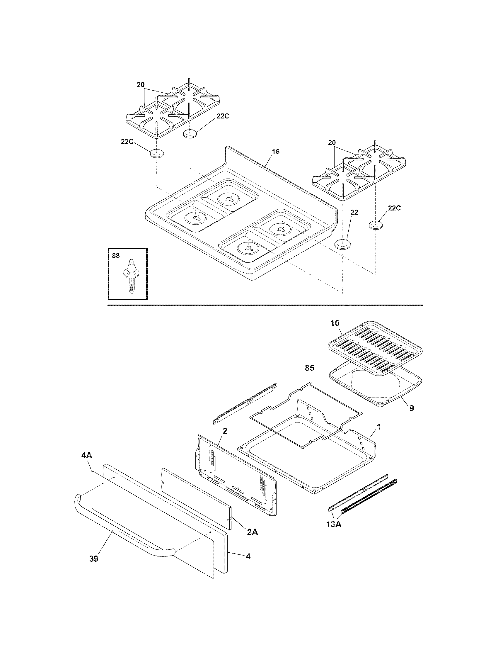 Kenmore 79071218703 top/drawer diagram