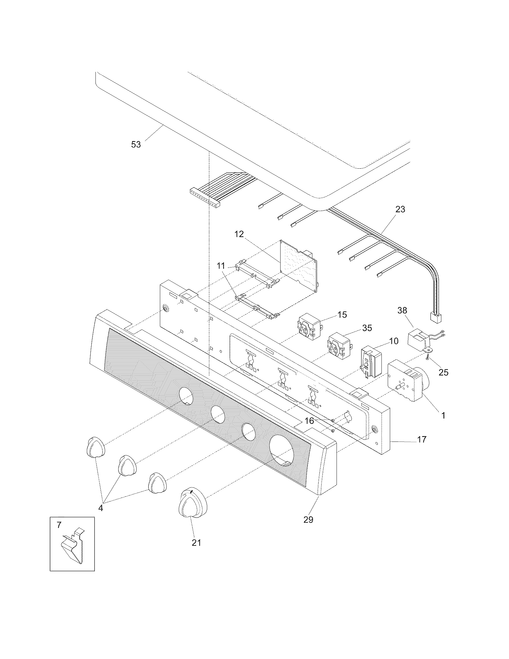 Crosley CDG2000FW1 controls/top panel diagram