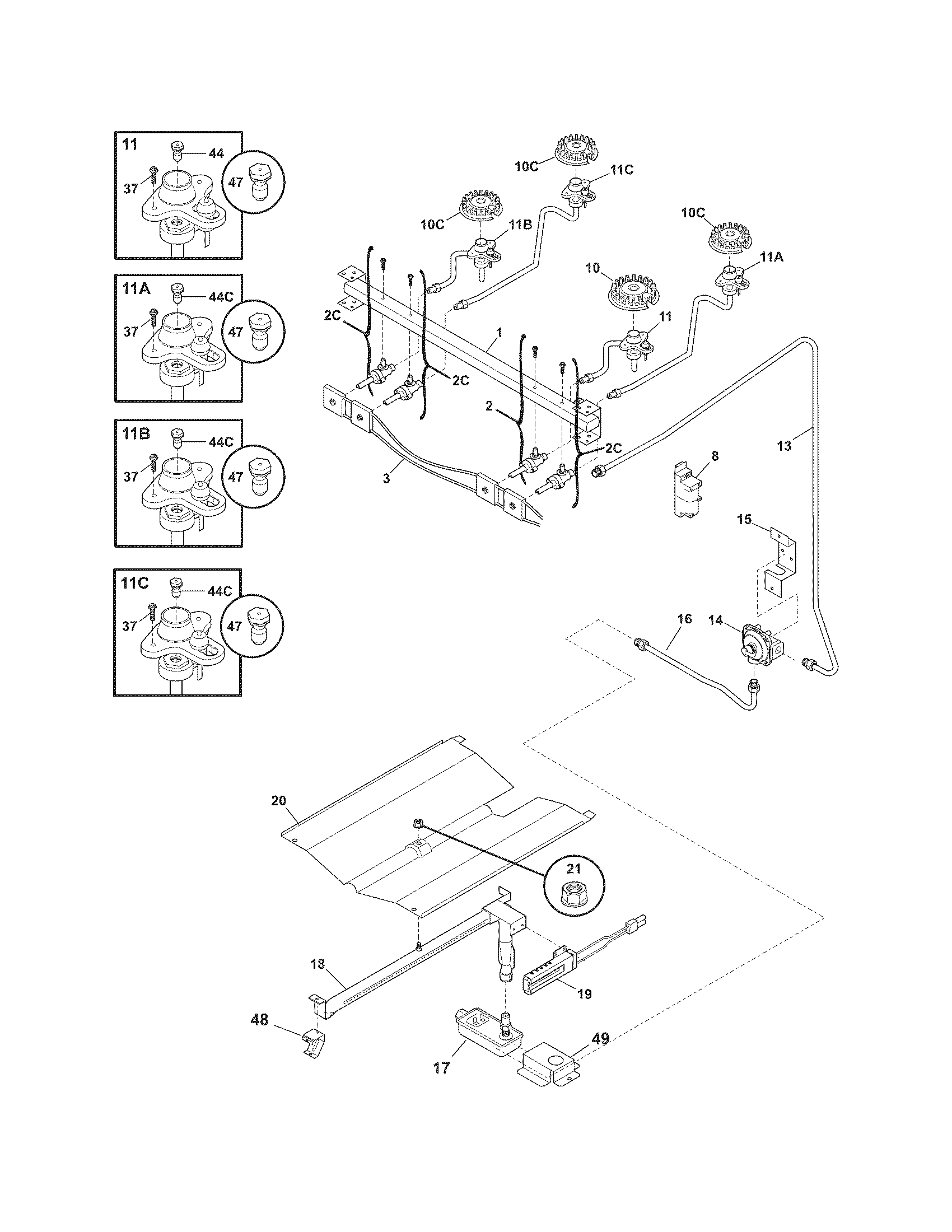 Tappan TGF336FWF burner diagram