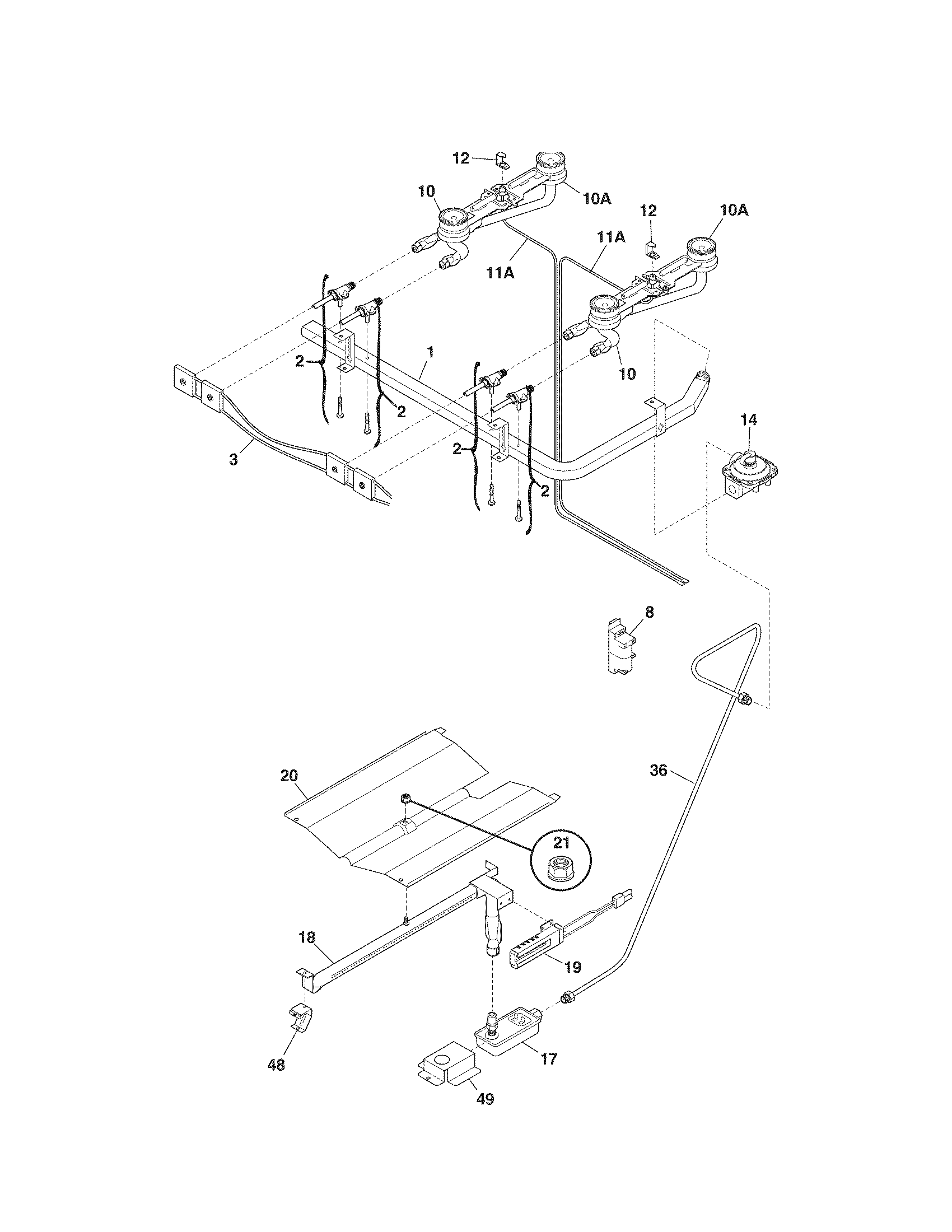 Kenmore 79070271406 burner diagram