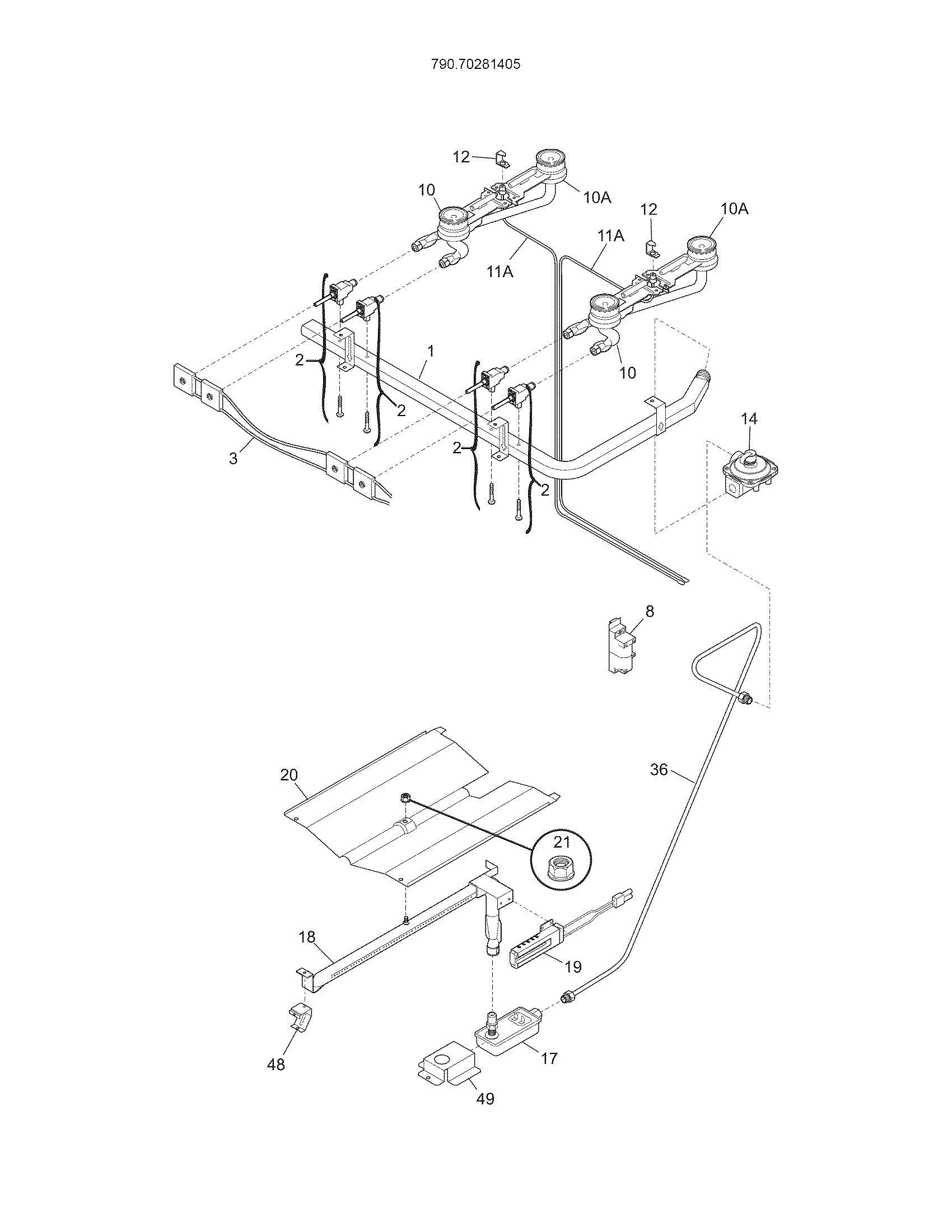Kenmore 79070281405 burner diagram