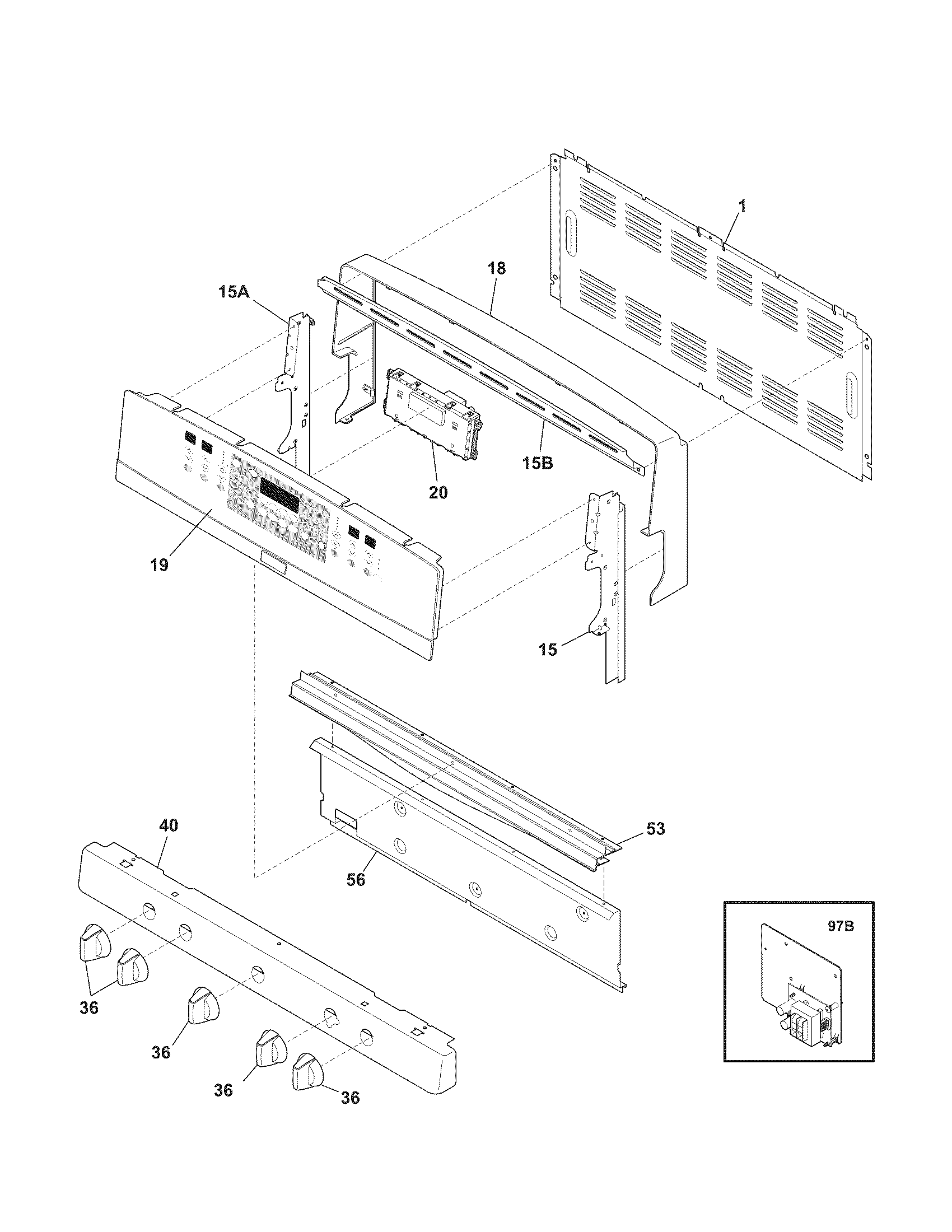 Kenmore Elite 79077523803 backguard diagram