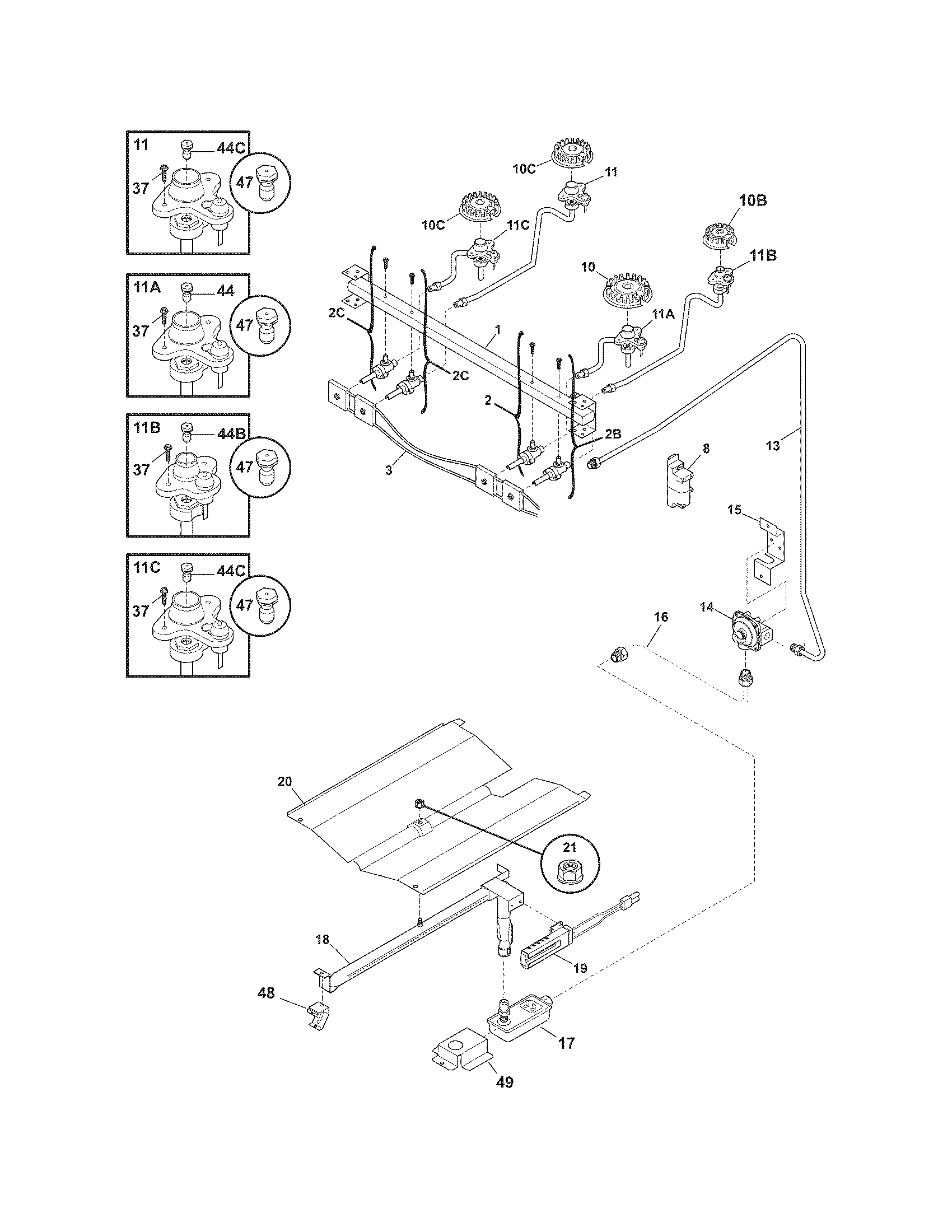Crosley CRG3140GWBF burner diagram