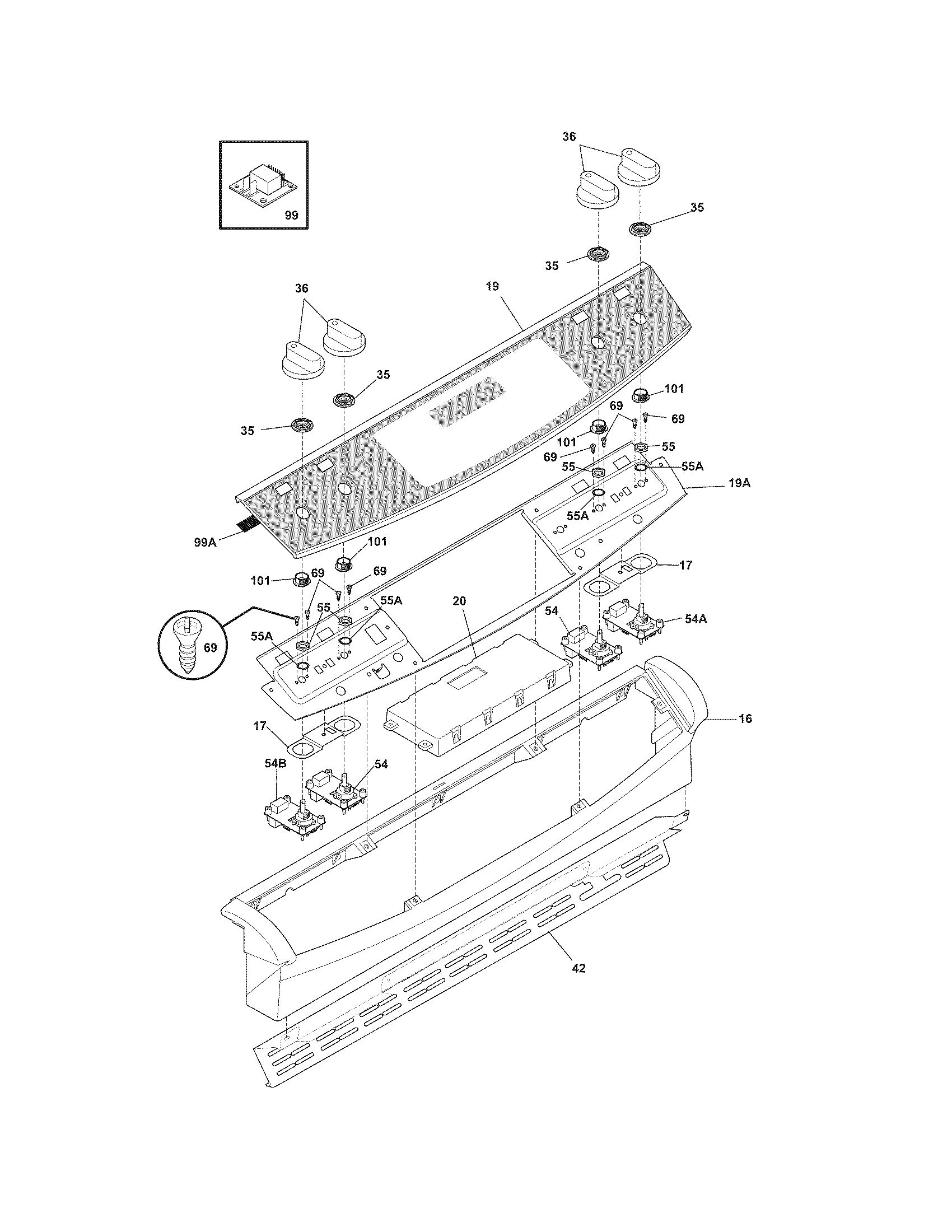 Frigidaire PLES399ECH backguard diagram