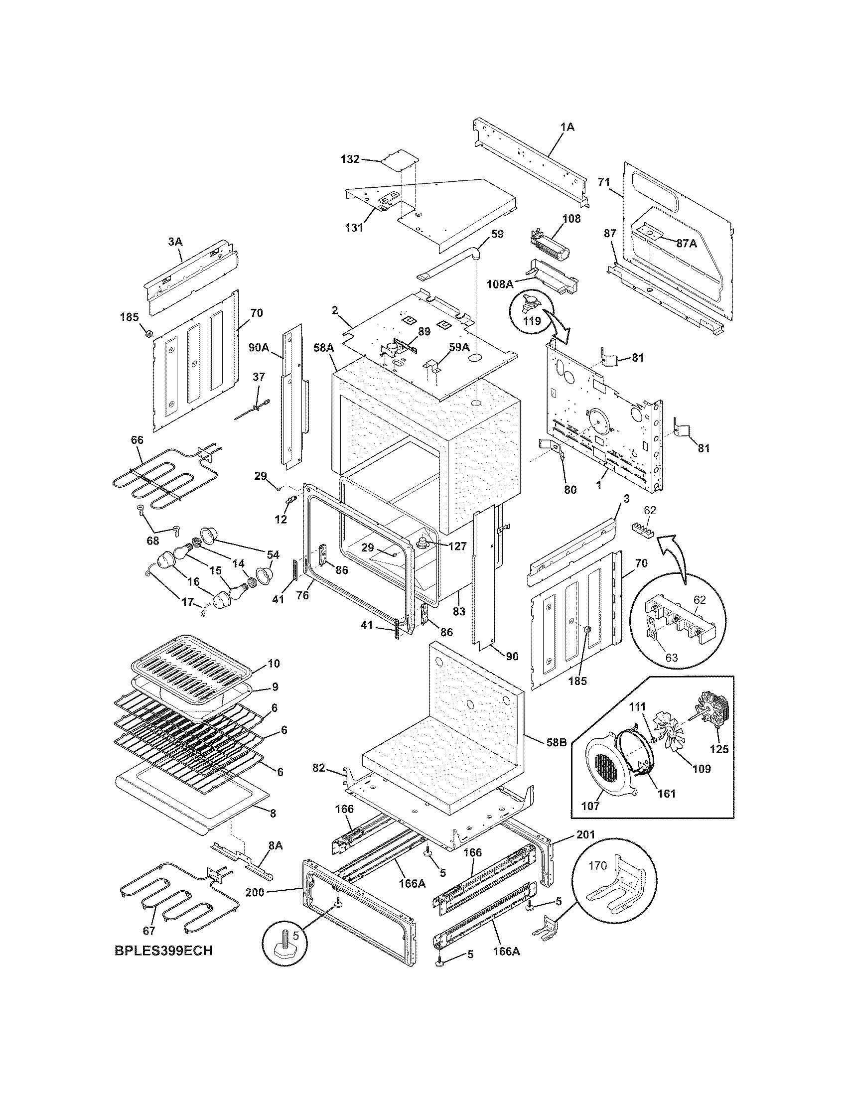 Frigidaire PLES399ECH body diagram