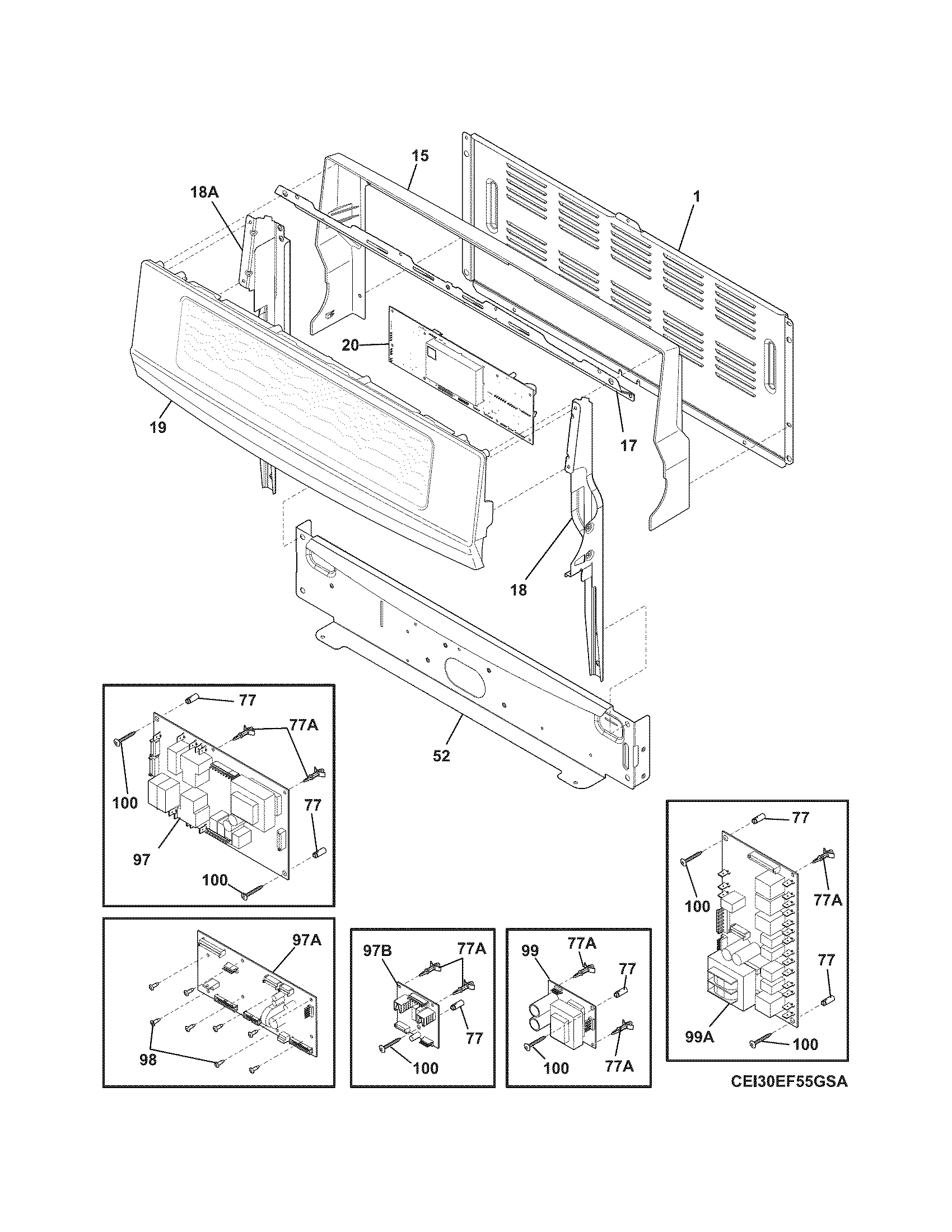 Electrolux CEI30EF5GSC backguard diagram