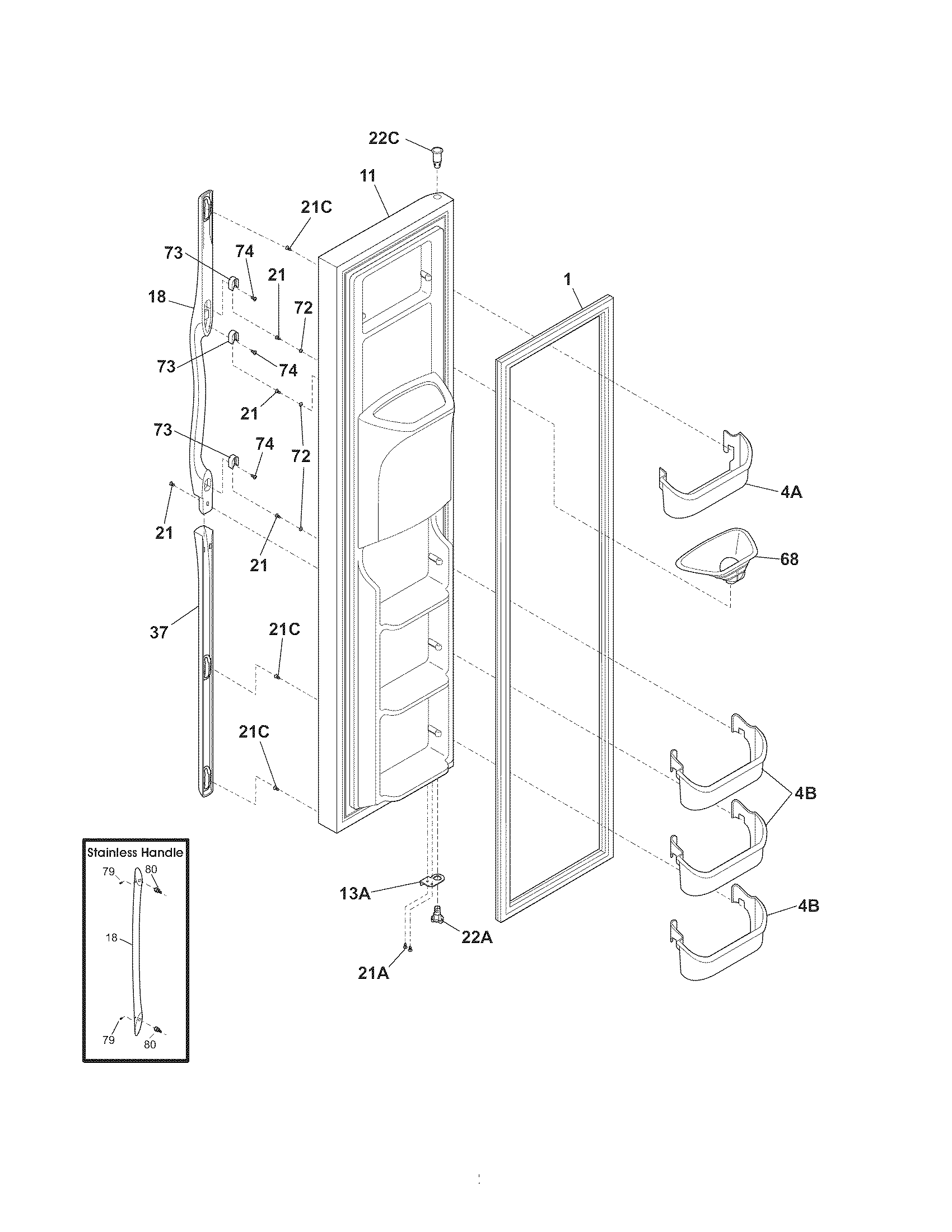 Frigidaire GLHS66EJB1 freezer door diagram