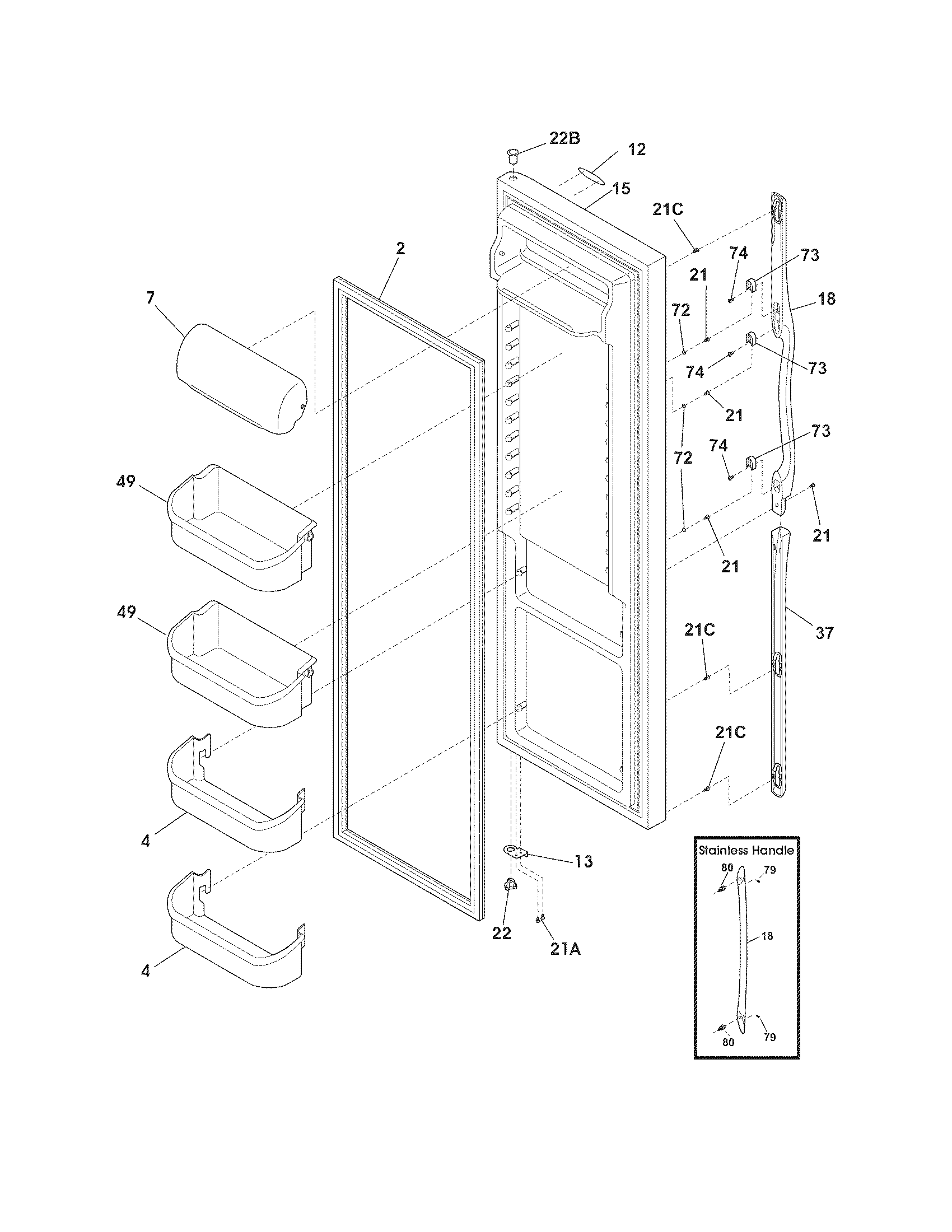 Frigidaire GLHS66EJB1 refrigerator door diagram