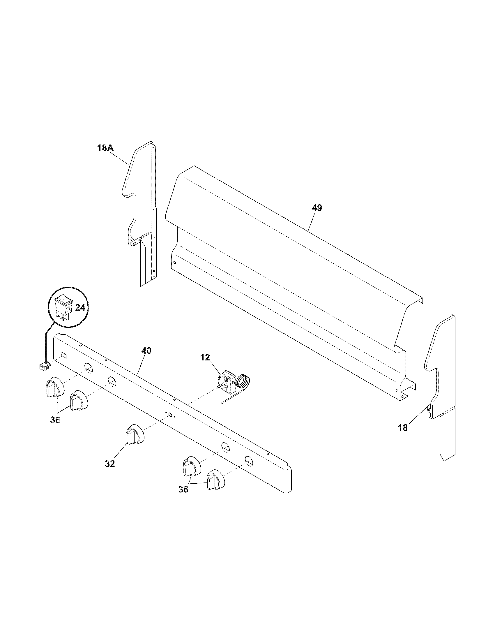 Frigidaire FGF316DSG backguard diagram