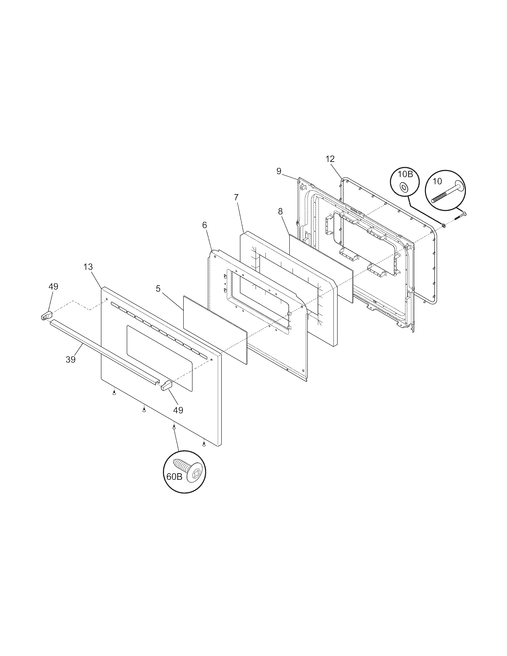 Frigidaire FGF316DSG door diagram