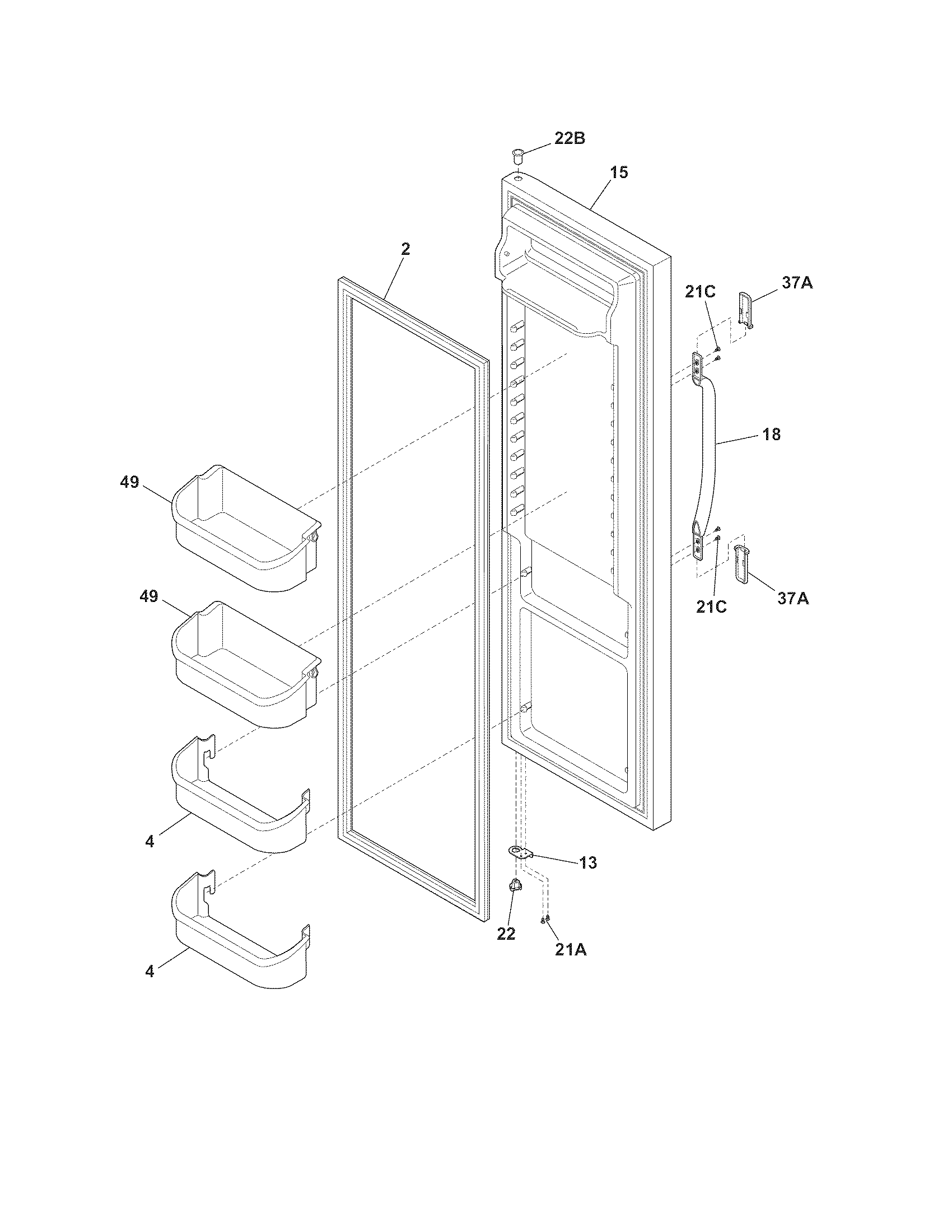 White-Westinghouse WWSS2601KW0 refrigerator door diagram
