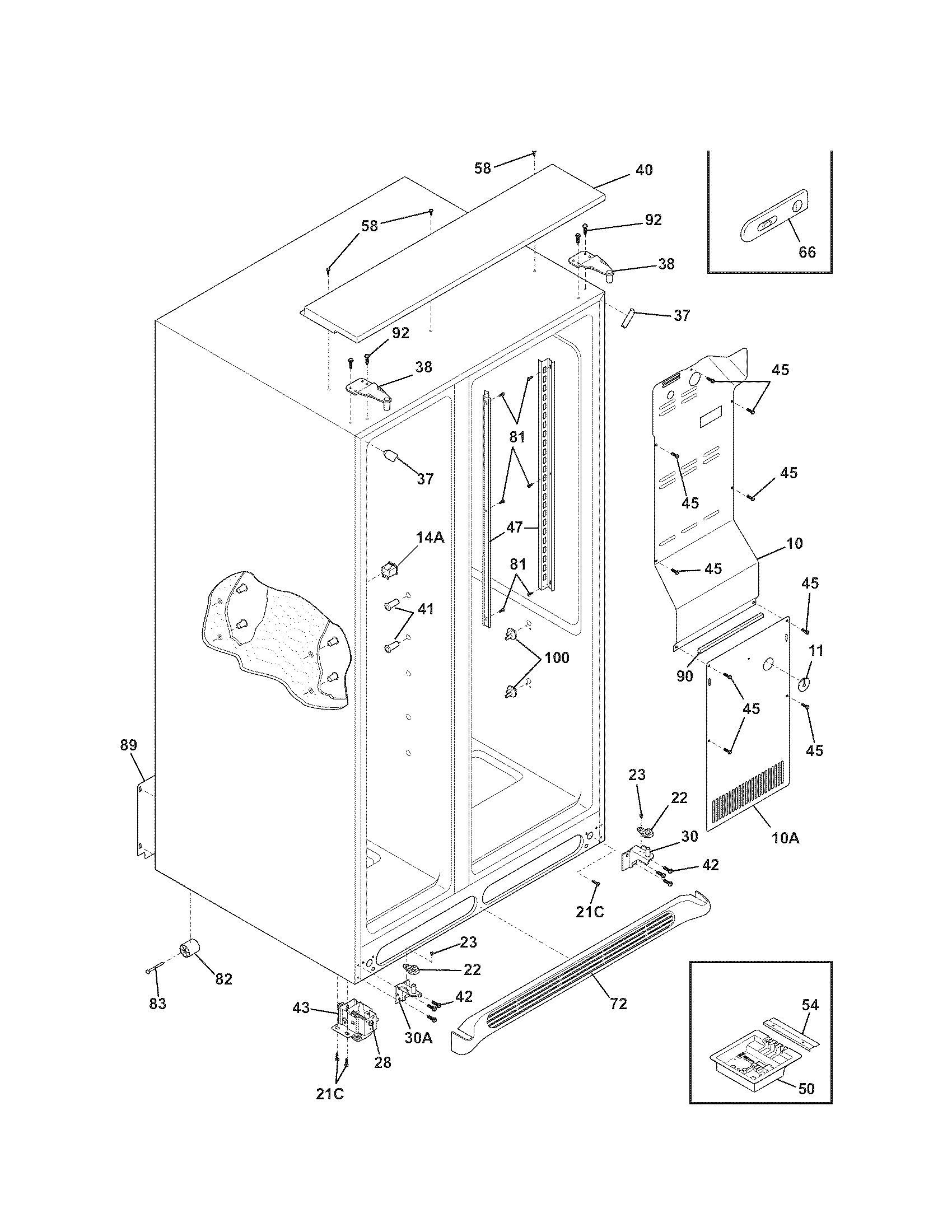 Kenmore Elite 25344483705 cabinet diagram
