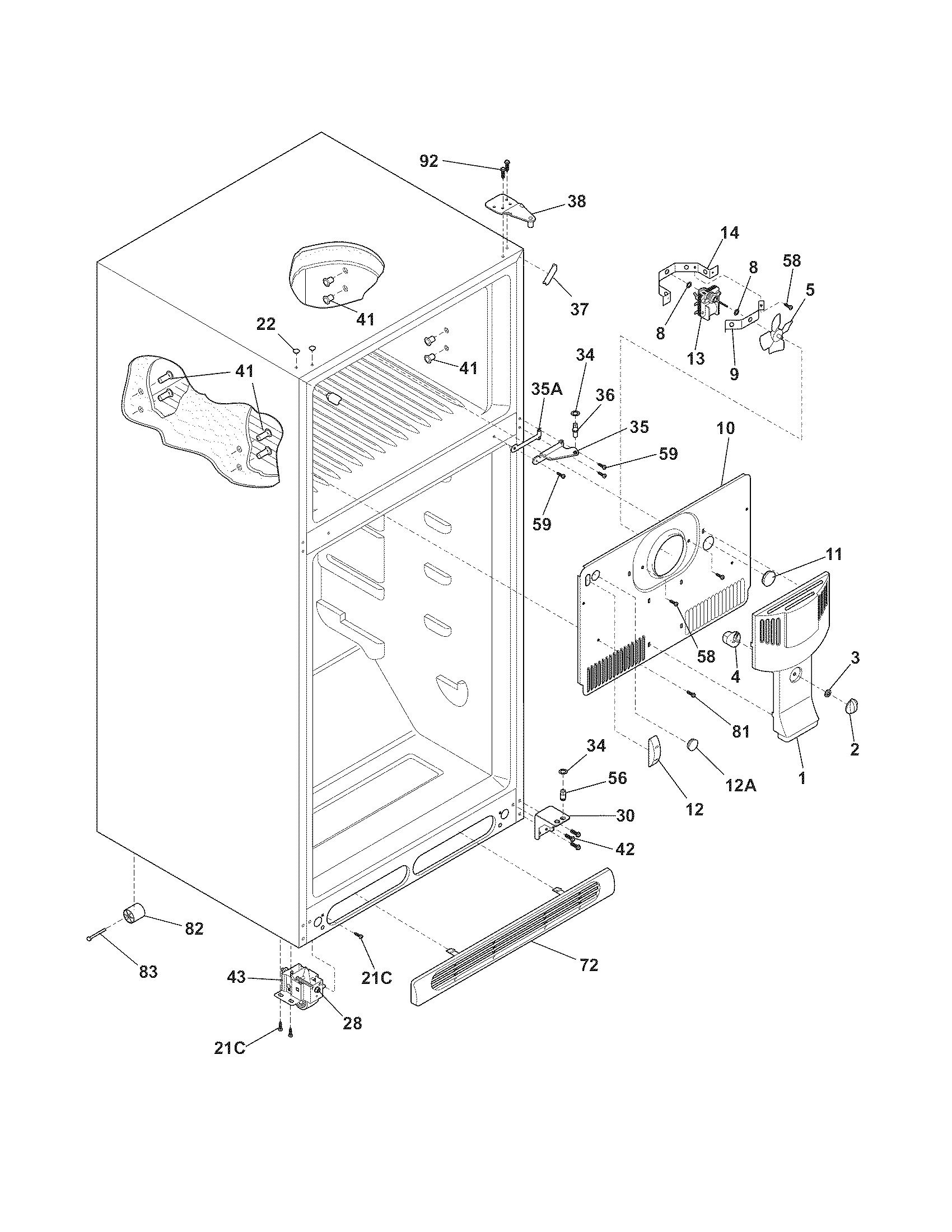 Tappan TRT15L2JW5 cabinet diagram