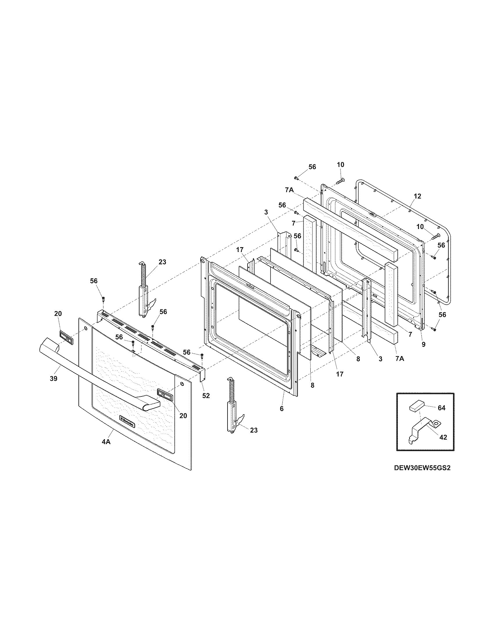 Electrolux EW30EW55GS4 door diagram