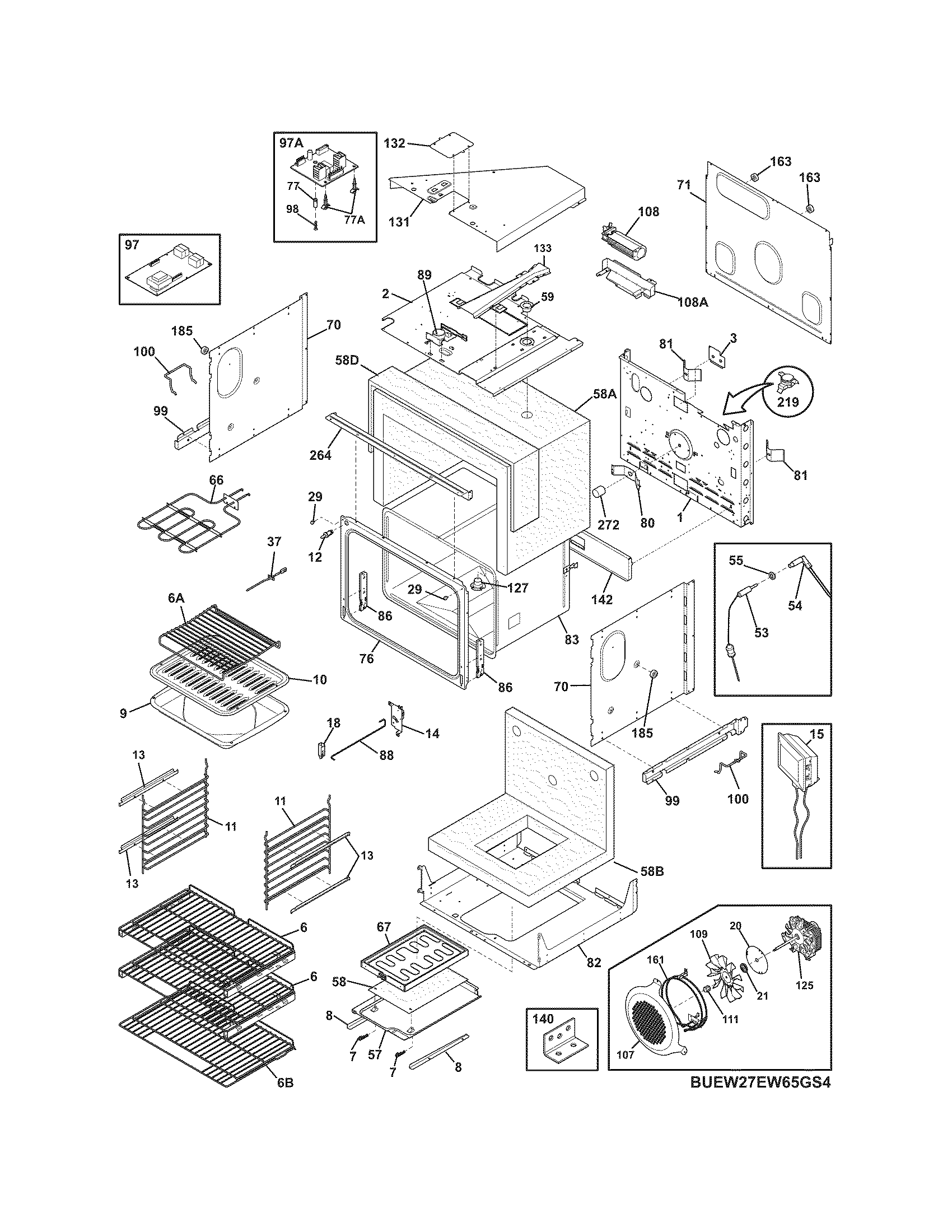 Electrolux EW27EW65GS4 upper oven diagram