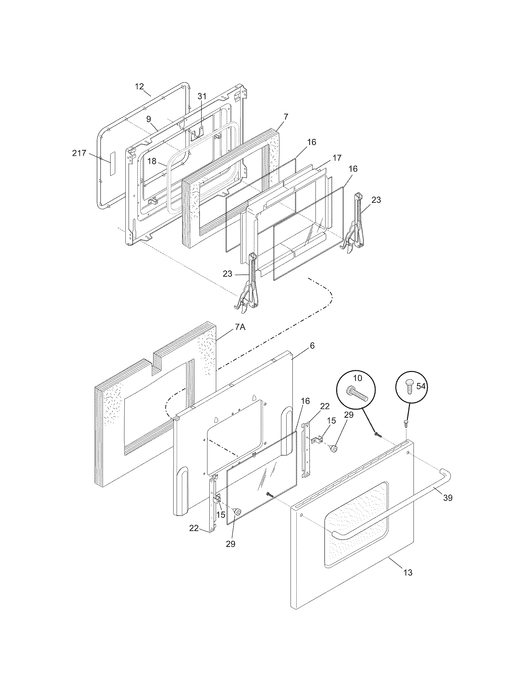 Kenmore Elite 79099613701 oven door diagram