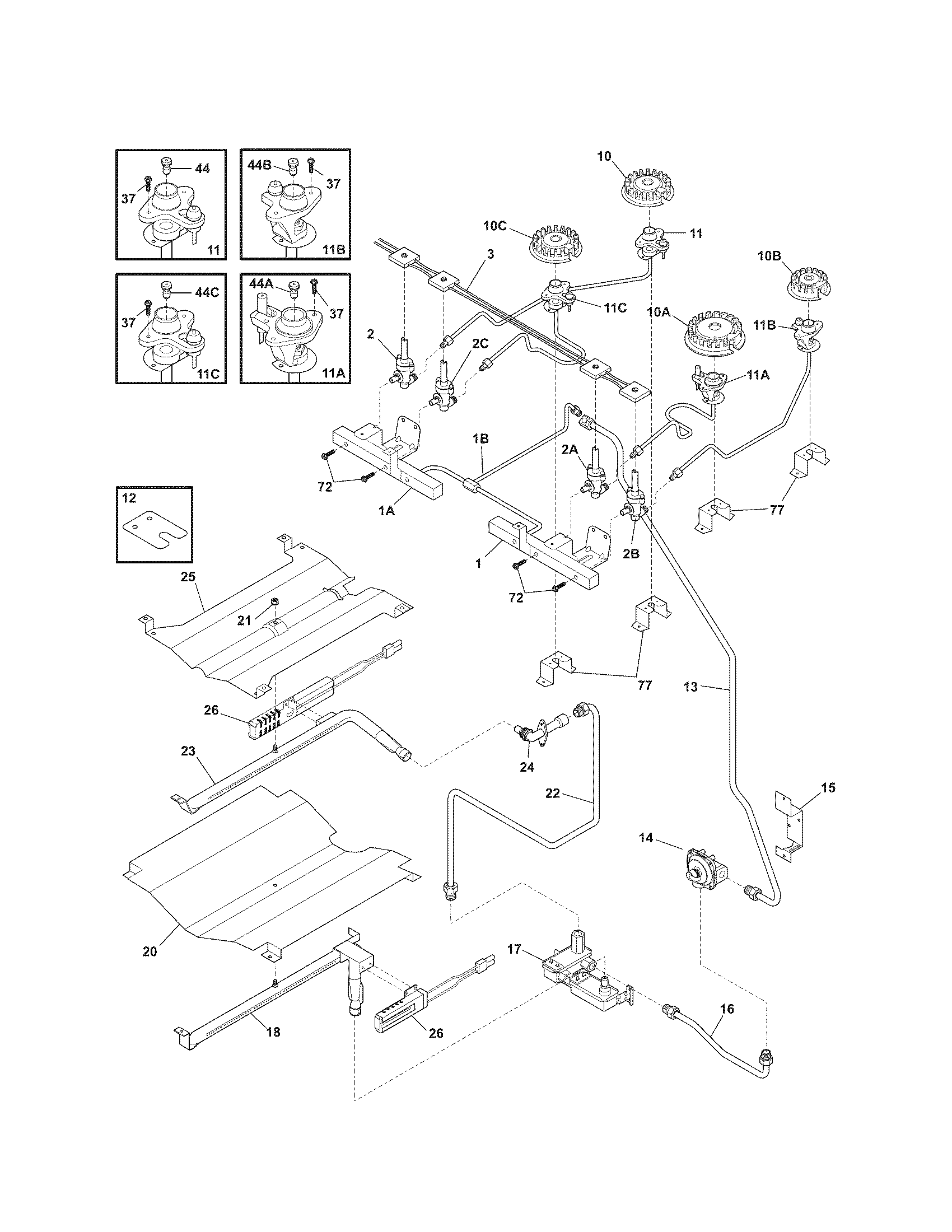 Kenmore 79036694507 burner diagram