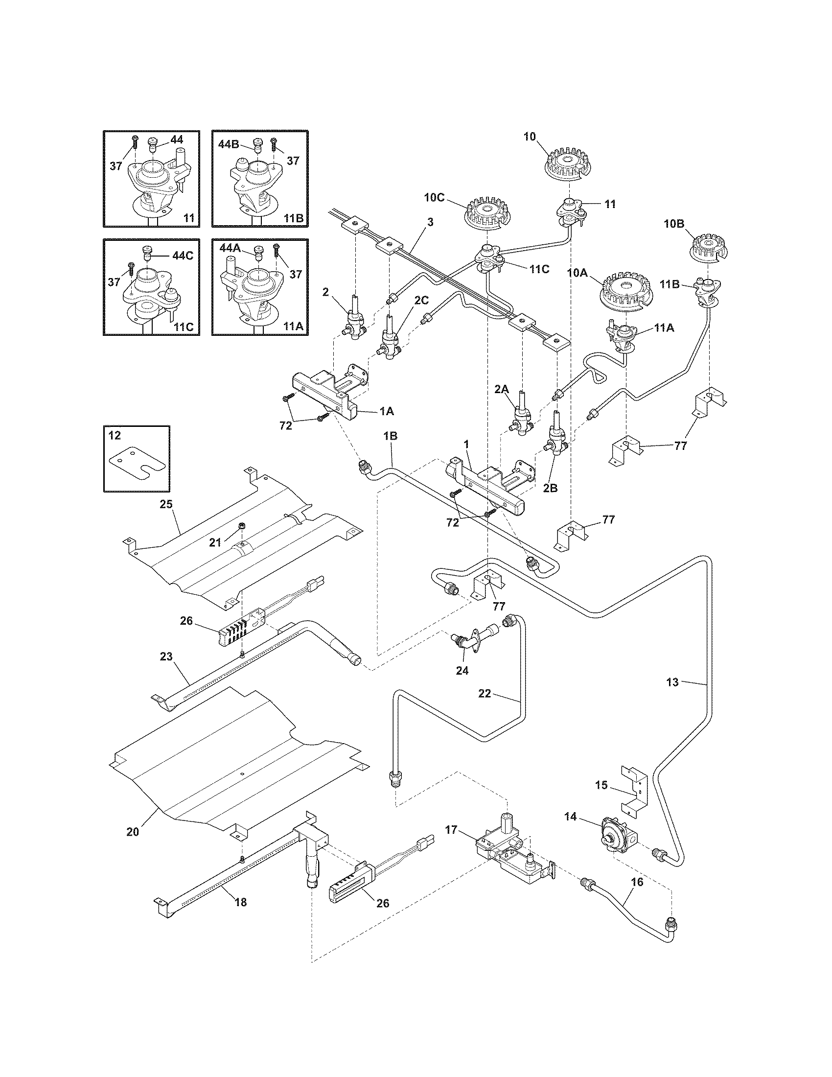 Kenmore Elite 79031039801 burner diagram