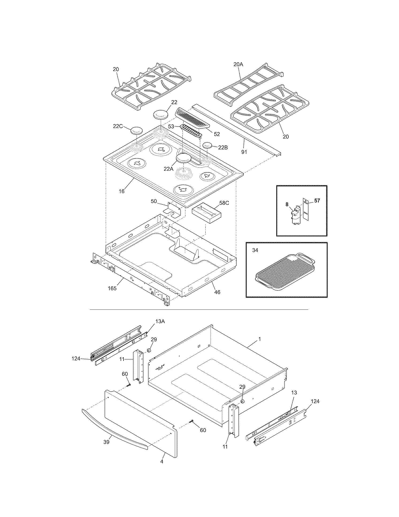 Kenmore Elite 79031039801 top/drawer diagram